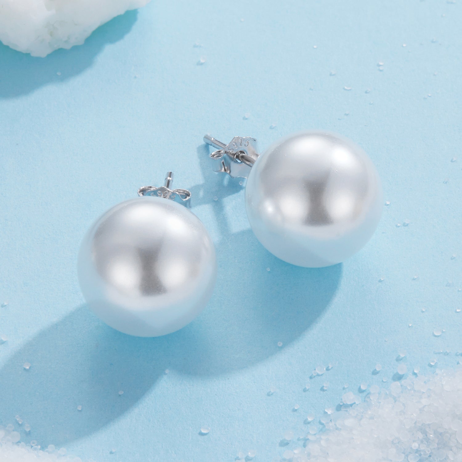 925 Sterling Silver Earrings with Quality Shell Pearl in White Gold Plating for Women DestGlow