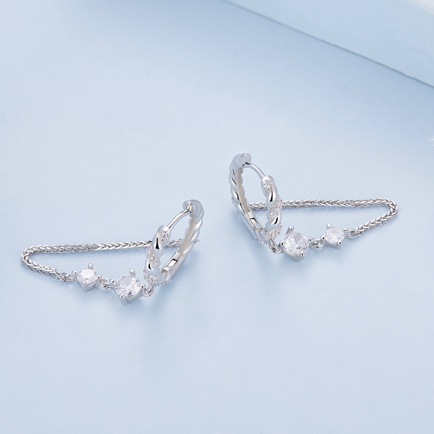 925 Sterling Silver Earrings with Pavé Setting CZ, 34*6mm for Women DestGlow