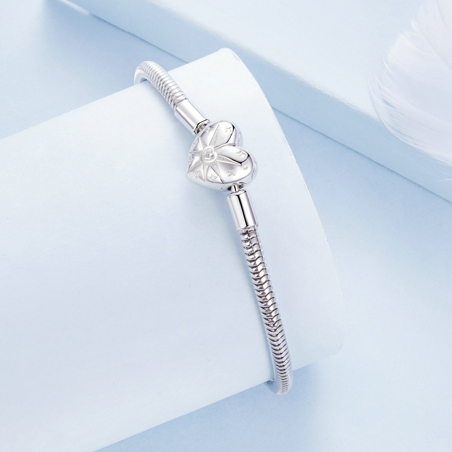 925 Sterling Silver + Pavé Setting White Gold Bracelet 17.0cm for Women DestGlow