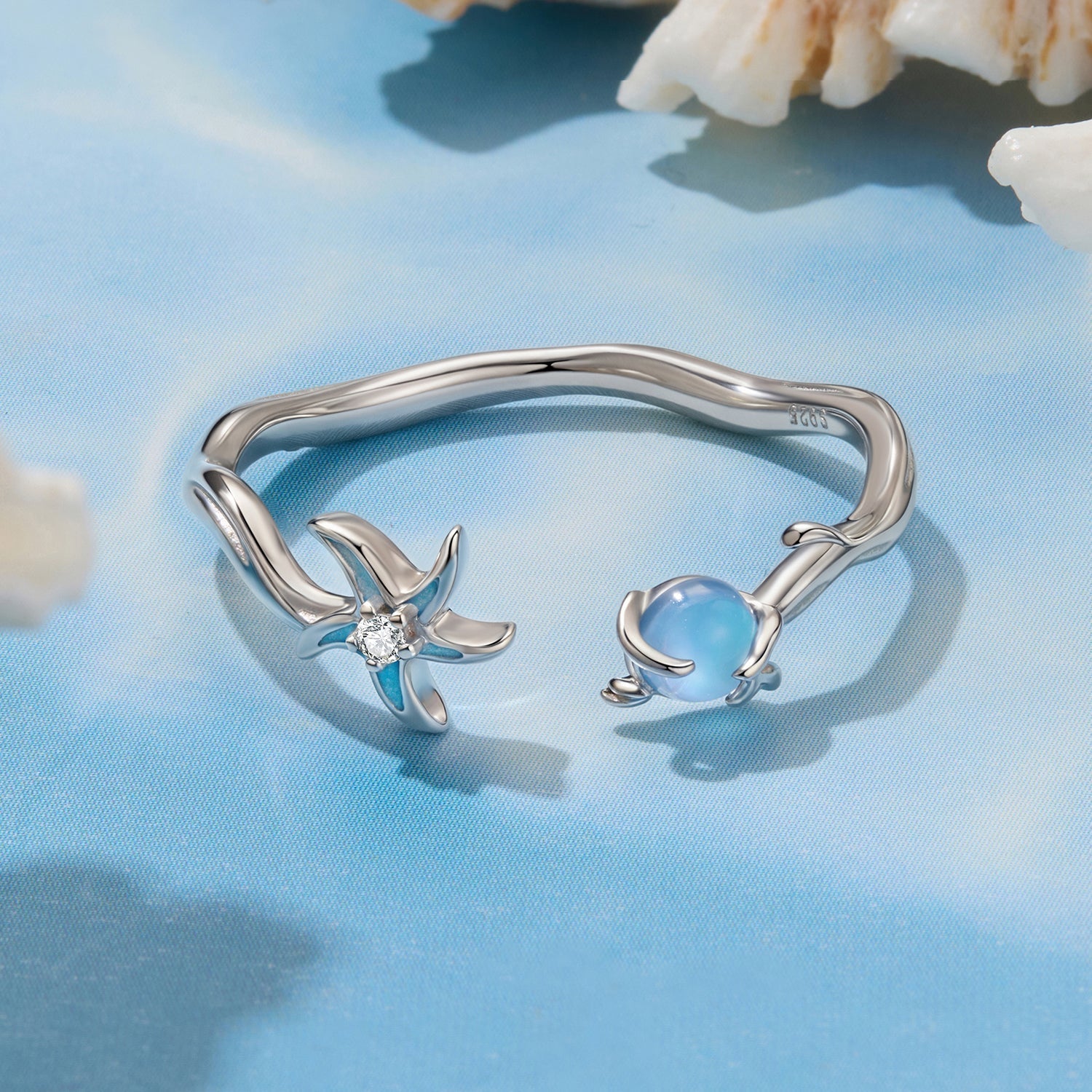 925 Sterling Silver Ring with White Gold Plating, 0.16cm Width for Women DestGlow