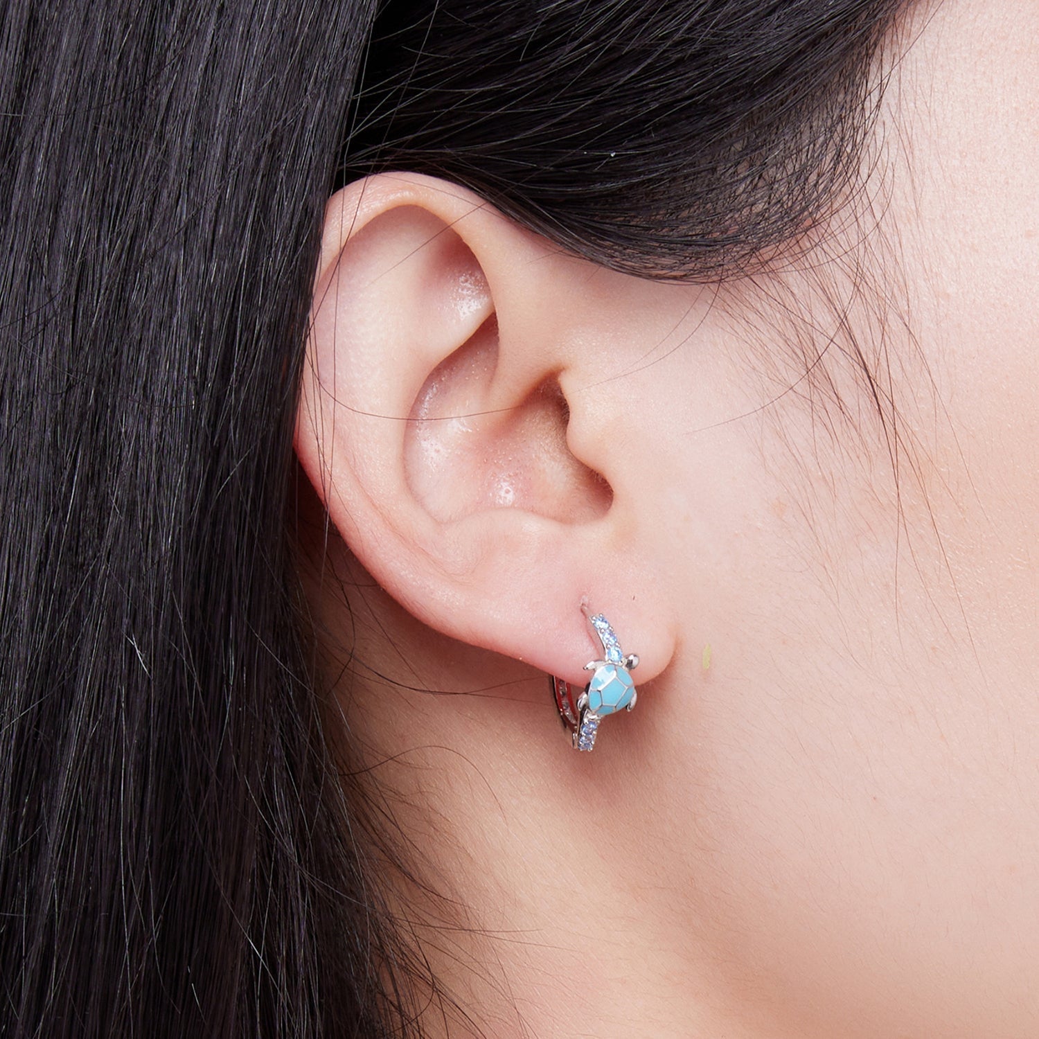 925 Sterling Silver Enamel CZ Earrings 14x6mm for Women DestGlow