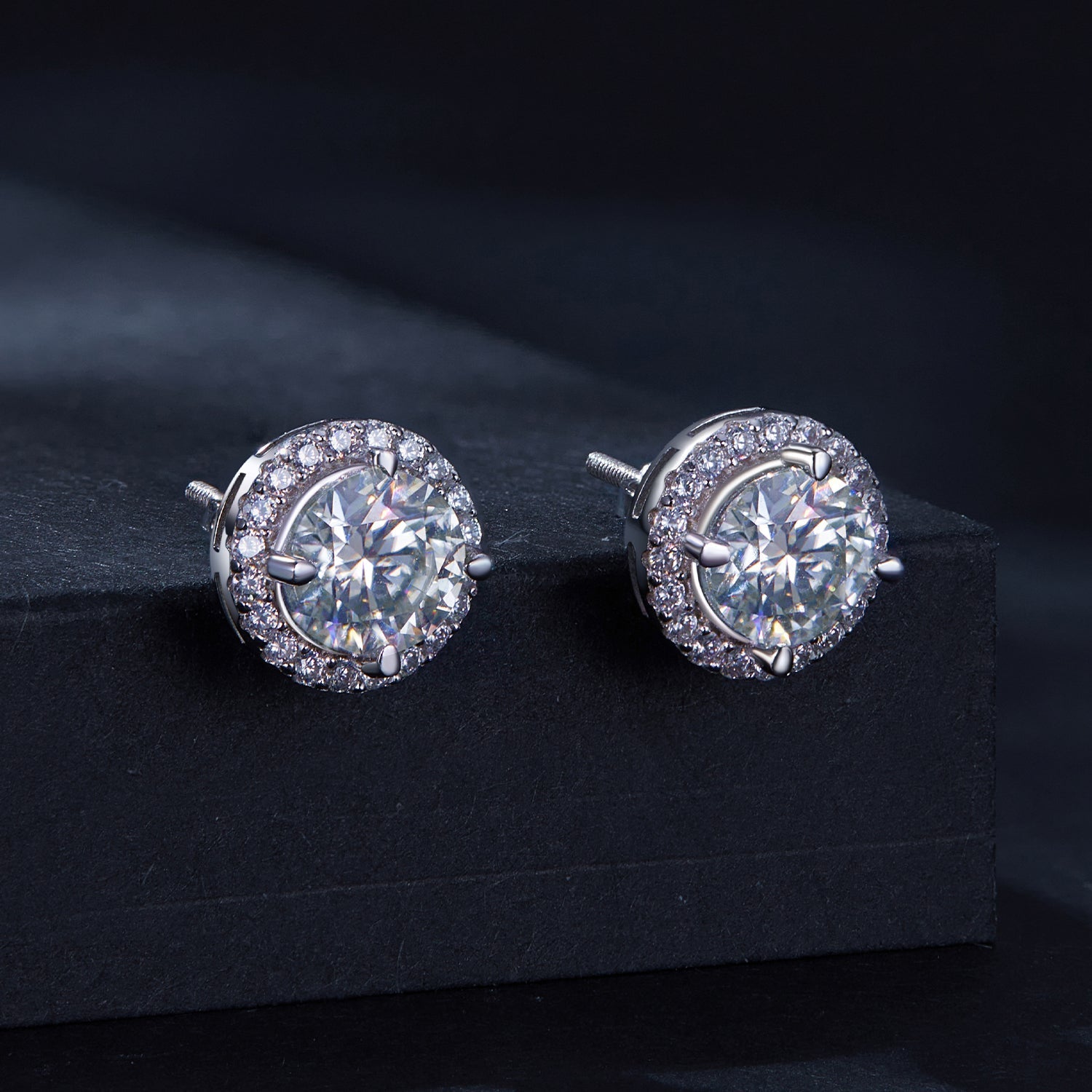 925 Sterling Silver Moissanite 1 Carat Earrings in 10mm Pavé Setting for Women DestGlow