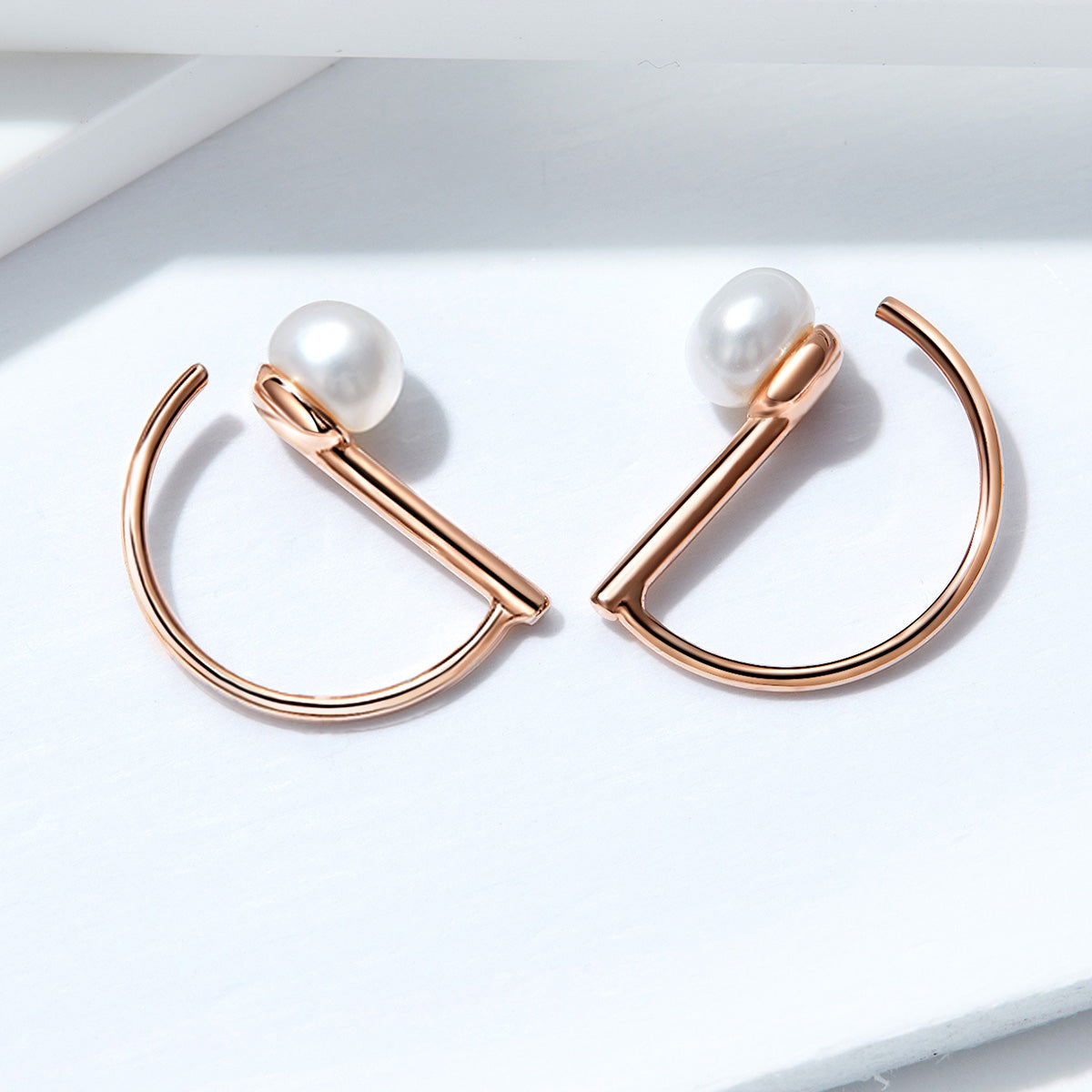 925 Sterling Silver Earrings in Rose Gold with Beads for Women DestGlow