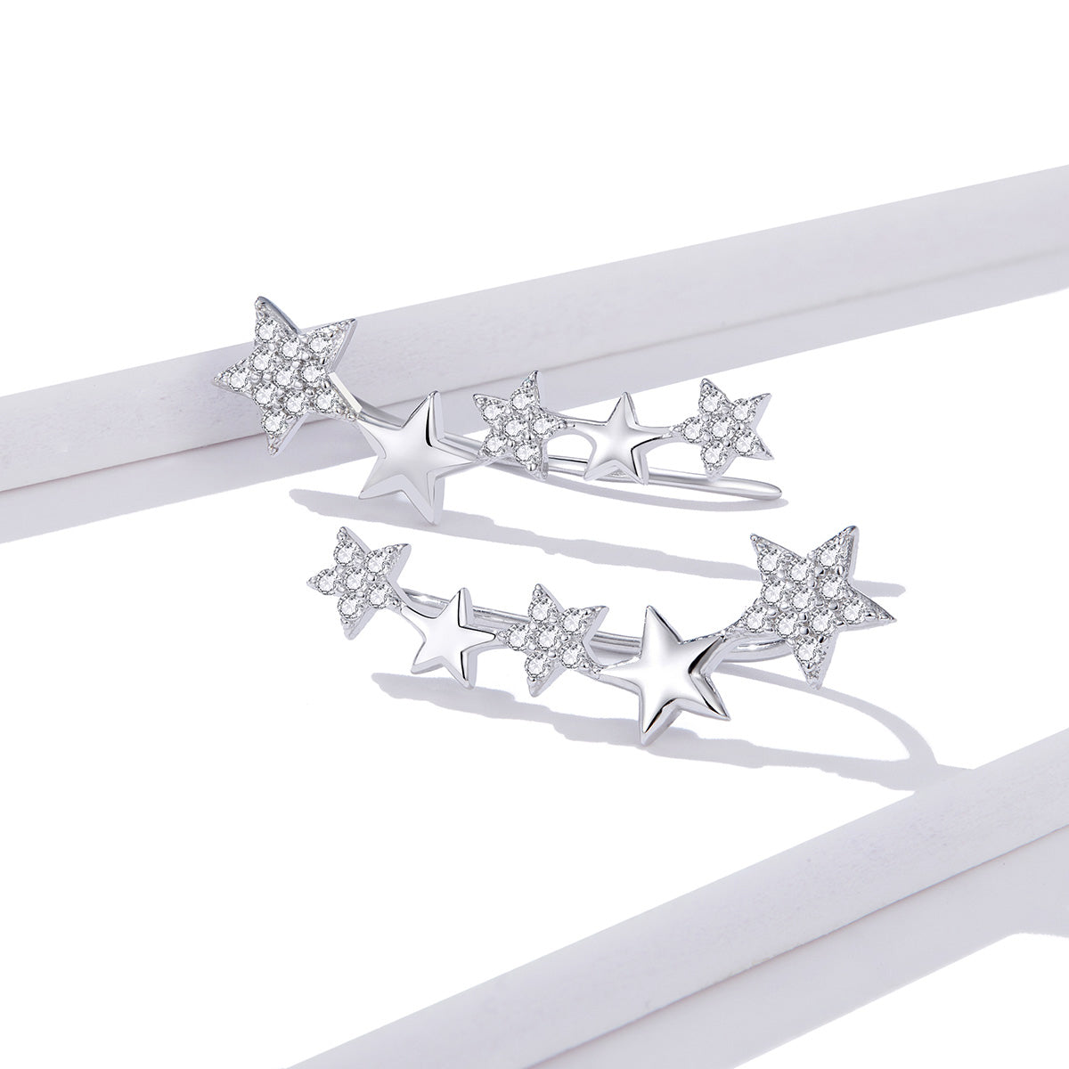 925 Sterling Silver Earrings with Plated Platinum and Pavé Setting CZ DestGlow