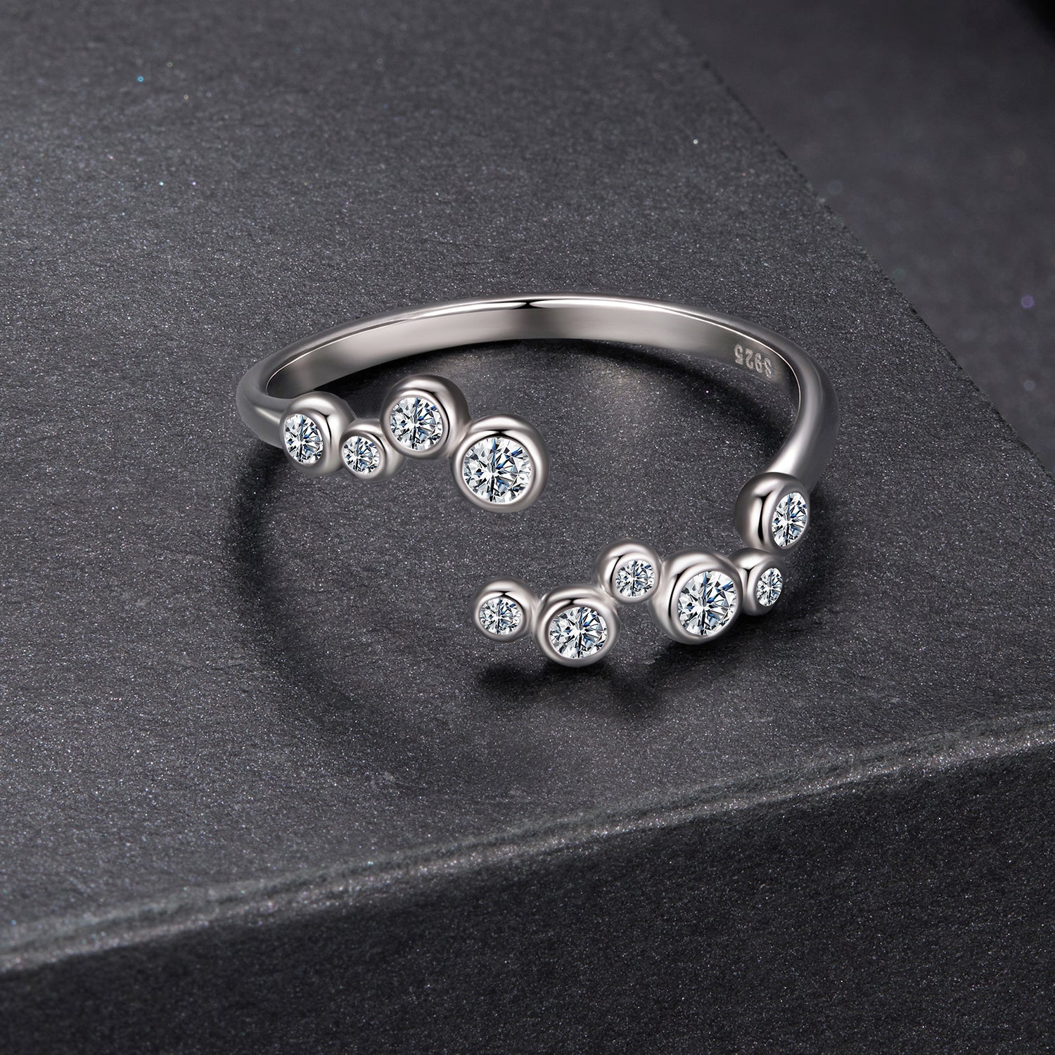 925 Sterling Silver Moissanite 0.06 Carat Ring for Women, Size E DestGlow