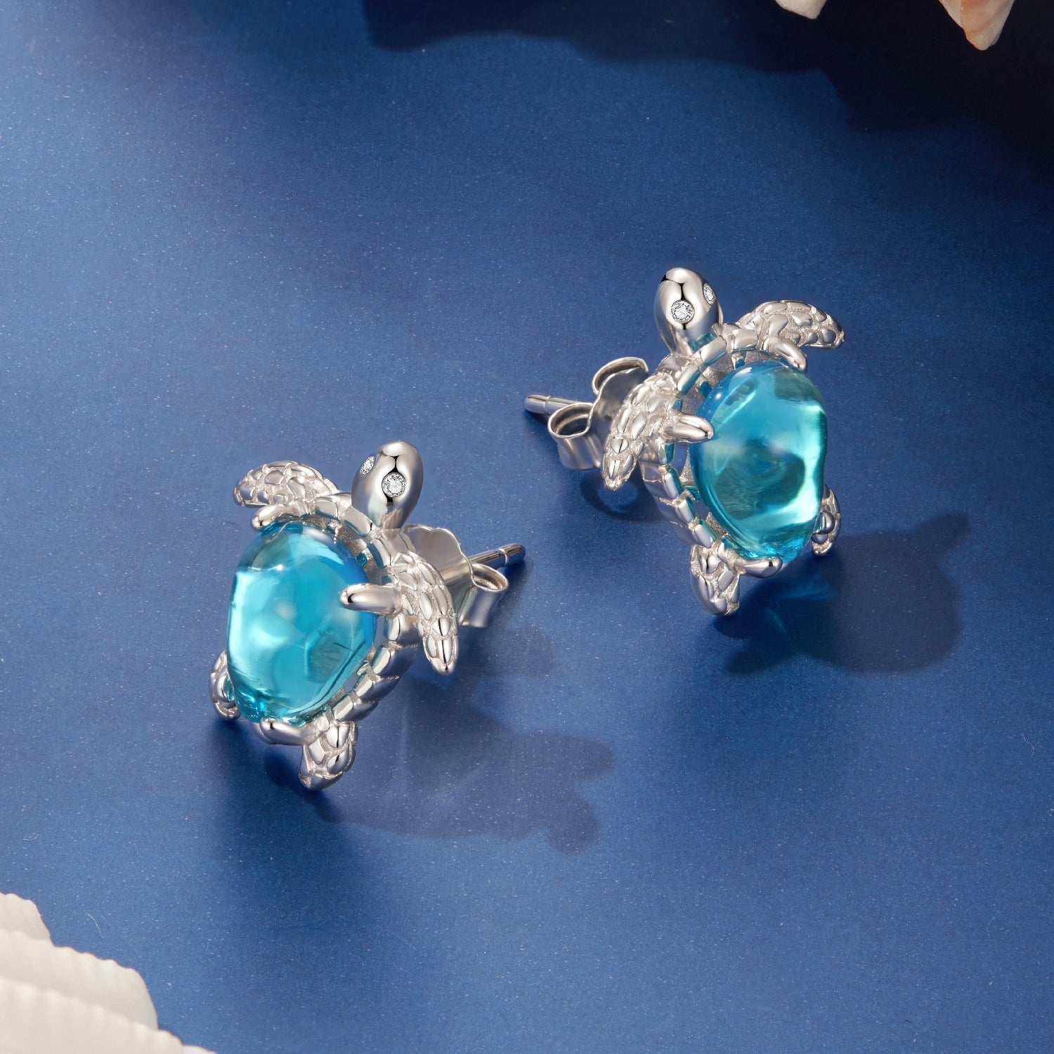 925 Sterling Silver & Brass Transparent Glass CZ Earrings 1.3*1.2cm for Women DestGlow