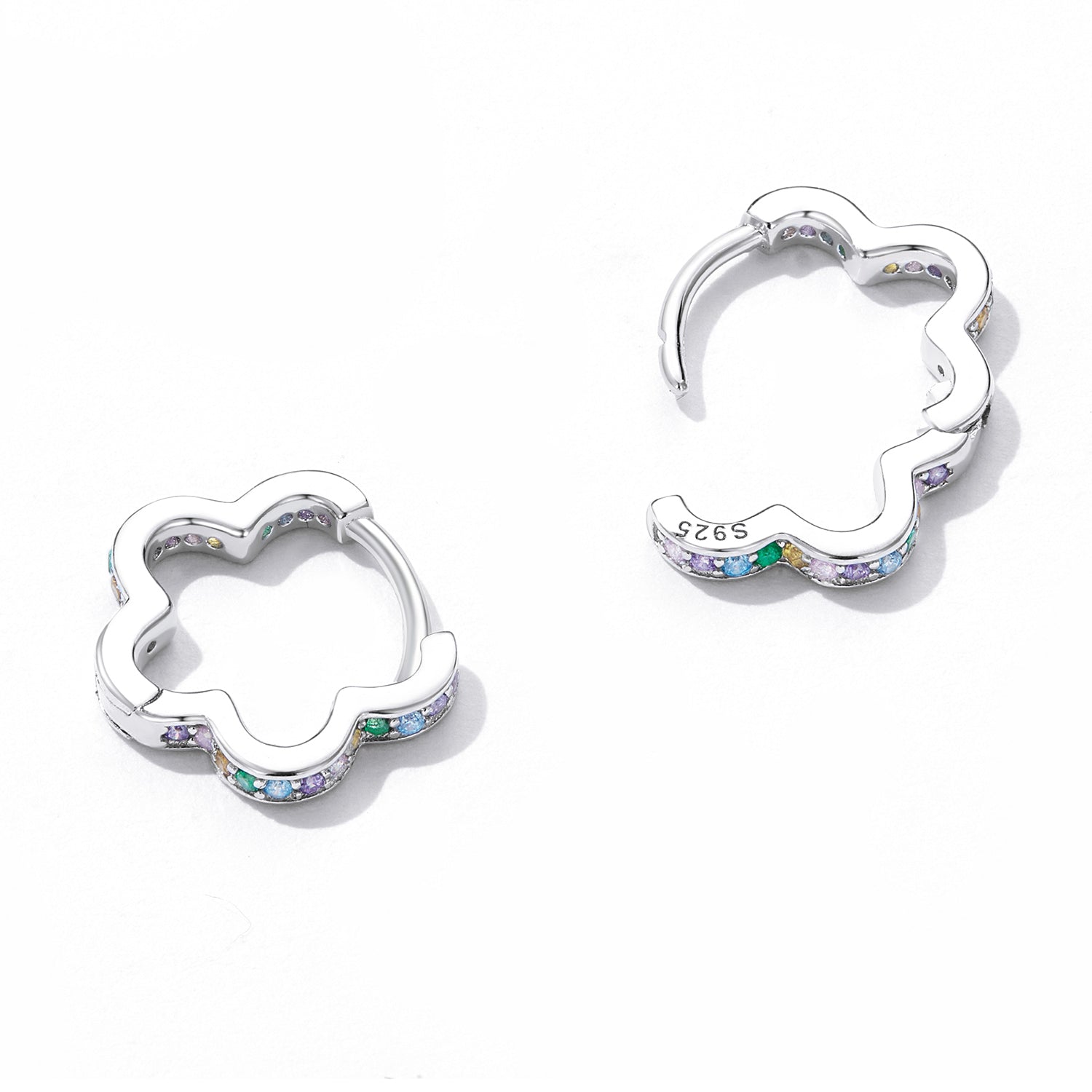 925 Sterling Silver Earrings with Pavé Setting CZ and Platinum Plating for Women DestGlow