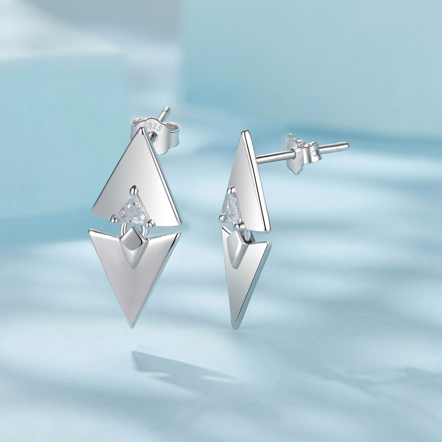 925 Sterling Silver Earrings with White Gold Plating and CZ DestGlow