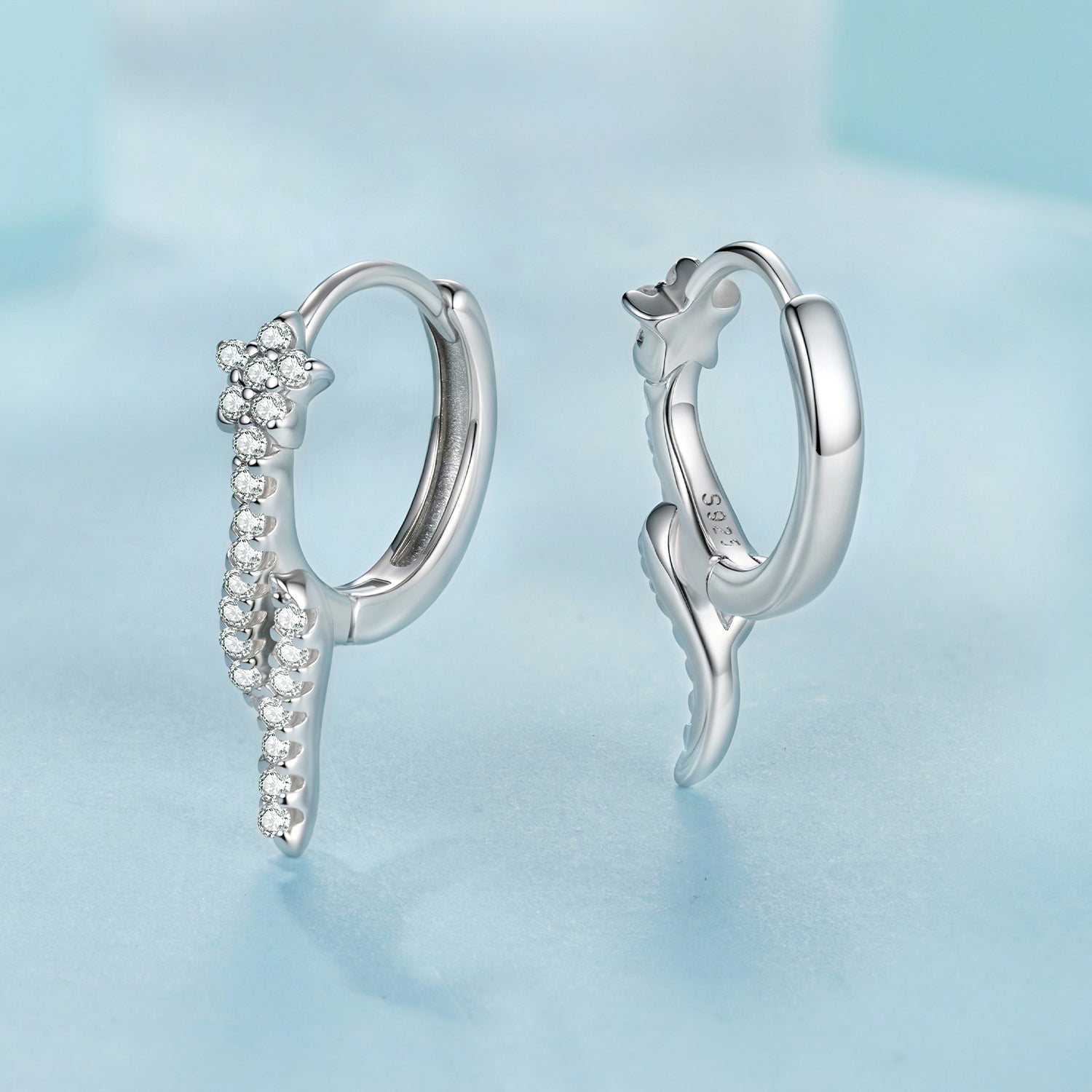 925 Sterling Silver Plated White Gold Earrings with CZ for Women DestGlow