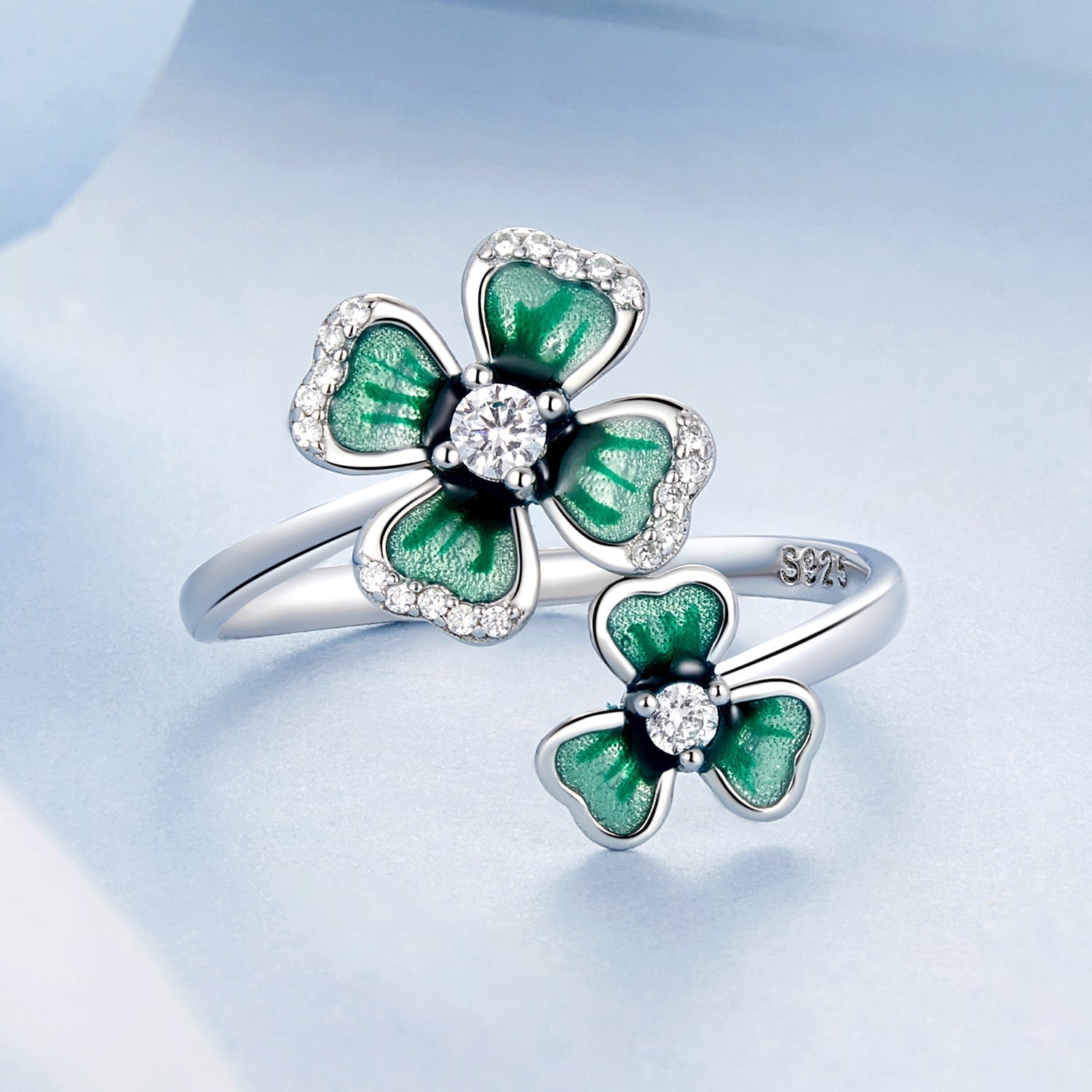 925 Sterling Silver Enamel Pavé CZ Ring for Women DestGlow