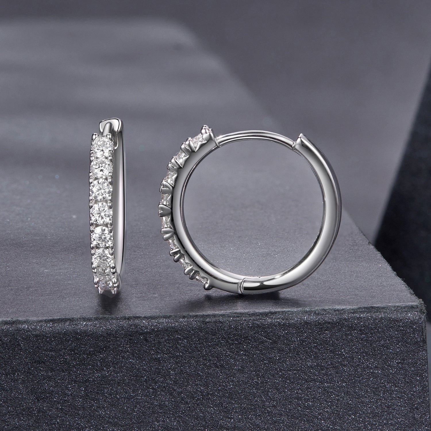 925 Sterling Silver Moissanite 0.03ct White Gold Plated Earrings 1.6cm for Women DestGlow