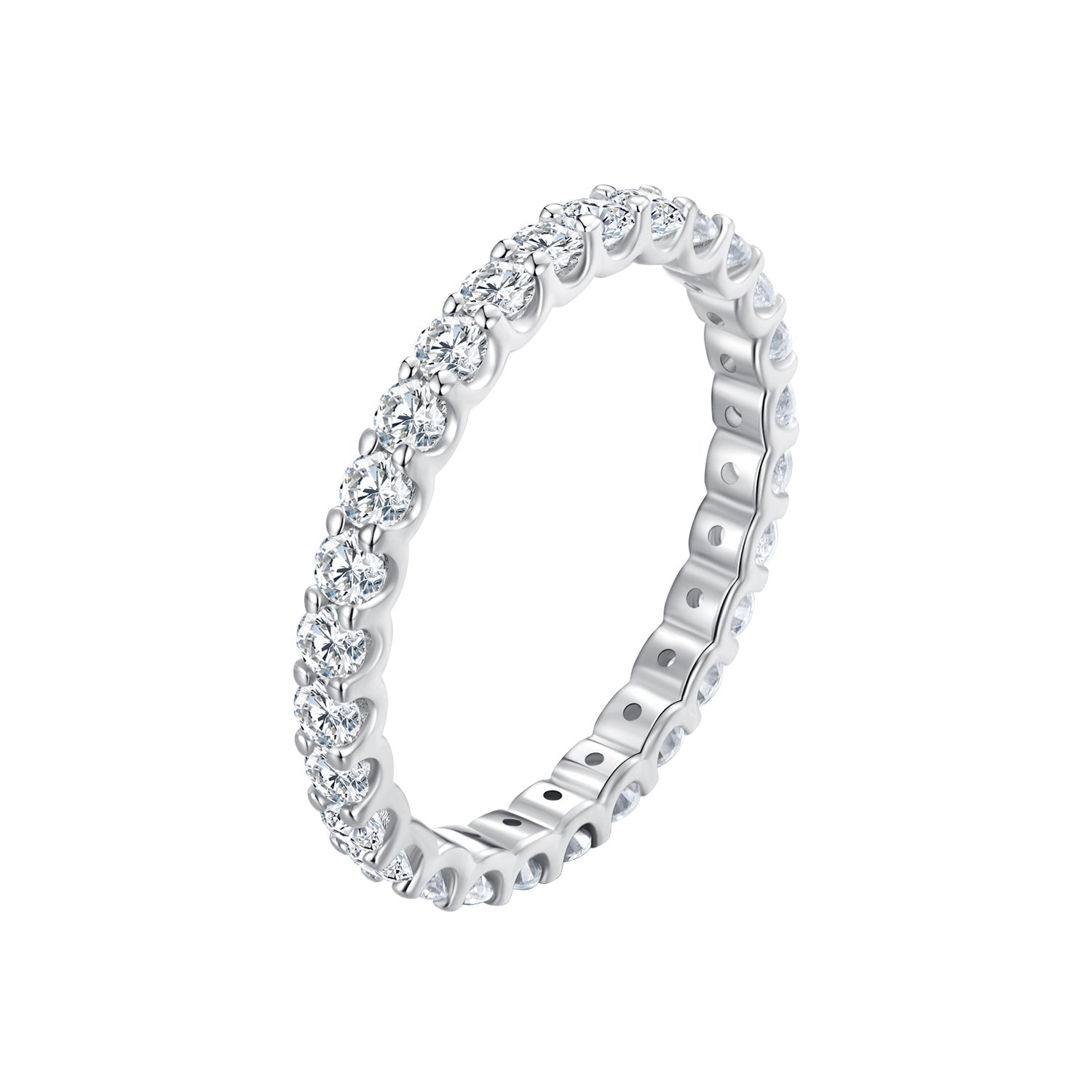 S925 Sterling Silver 2.0mm Moissanite Ring Size 9 for Women DestGlow