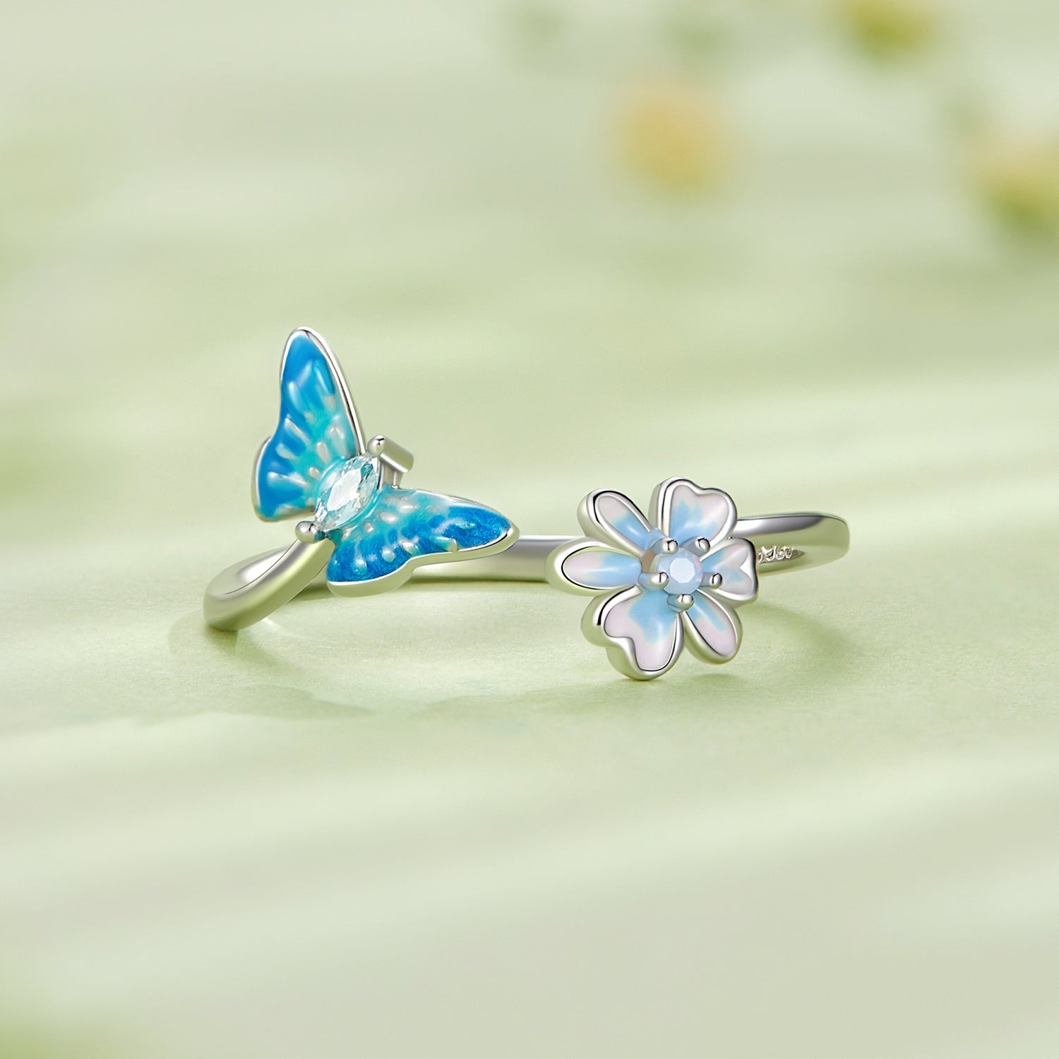 925 Sterling Silver Opal Nanometer Stone Plated Platinum Ring by Bids.com