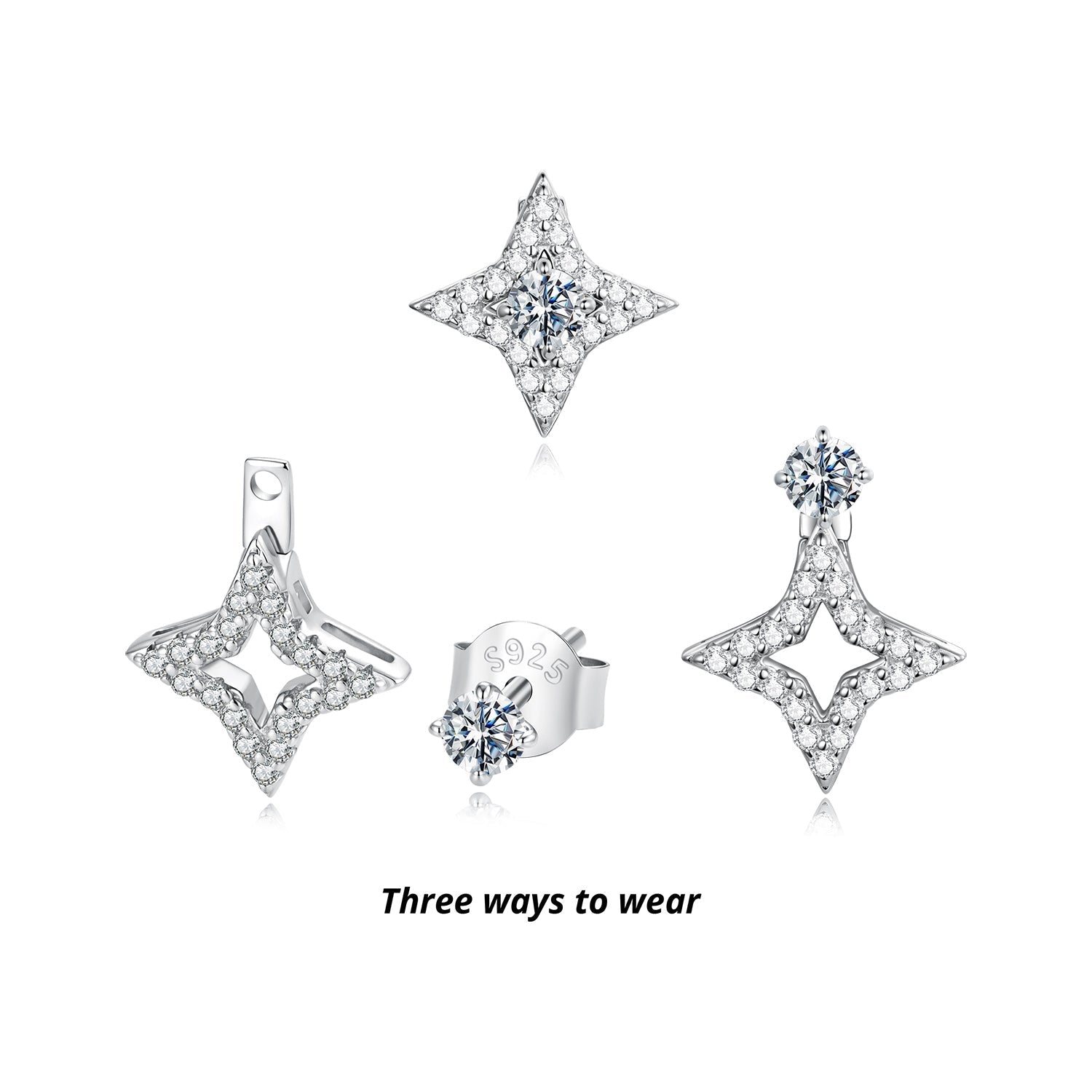 925 Sterling Silver Moissanite 0.1ct Earrings for Women DestGlow
