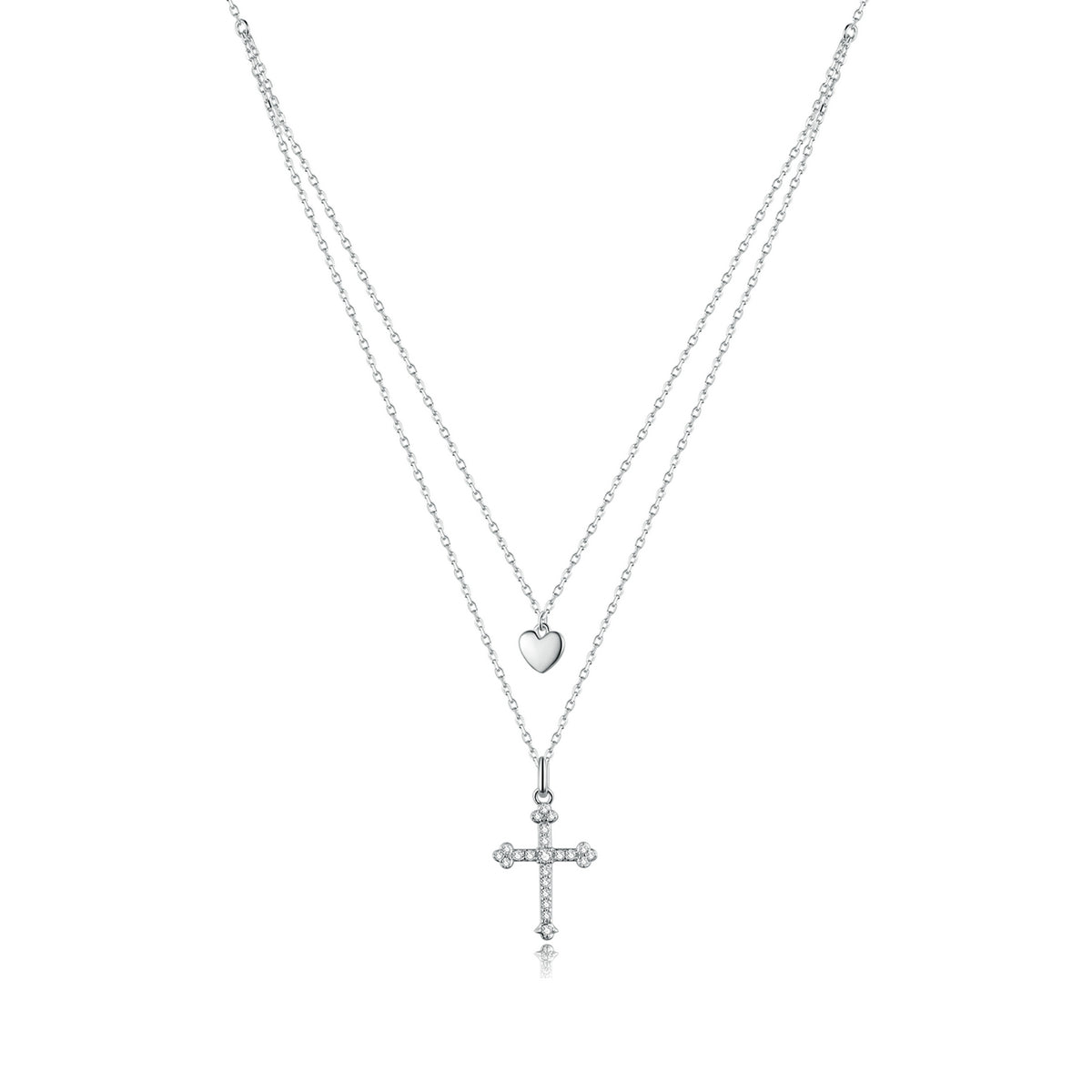 925 Sterling Silver Adjustable Platinum Plated Necklace with CZ - 1.4cm for Women DestGlow