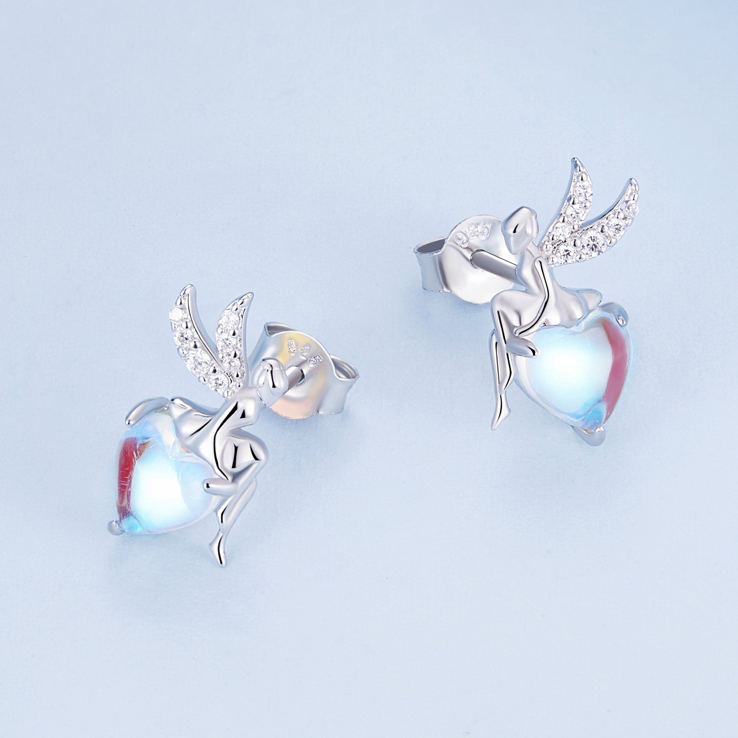 925 Sterling Silver Moonstone CZ Earrings for Women DestGlow