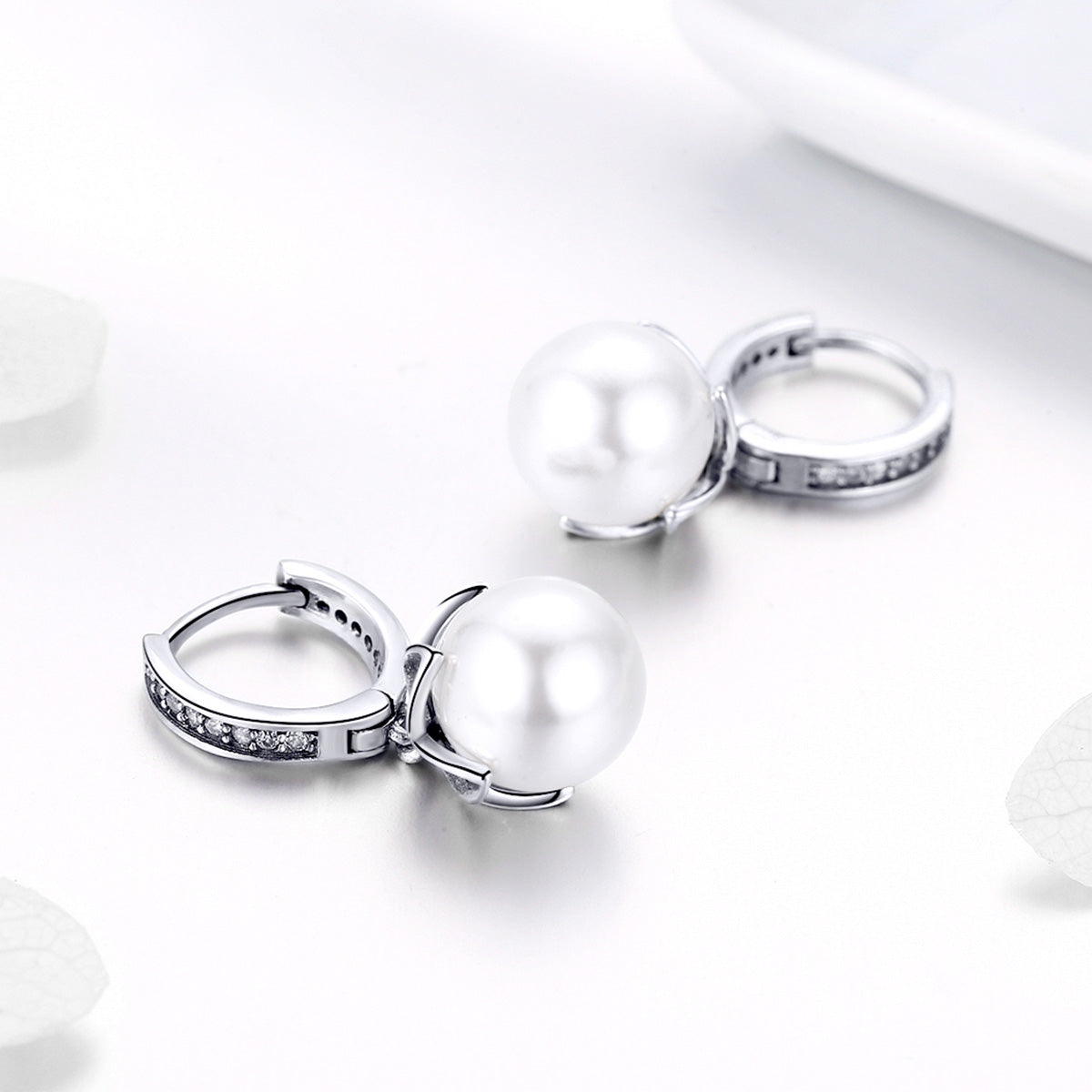925 Sterling Silver Earrings with Quality Shell Pearl and CZ for Women DestGlow