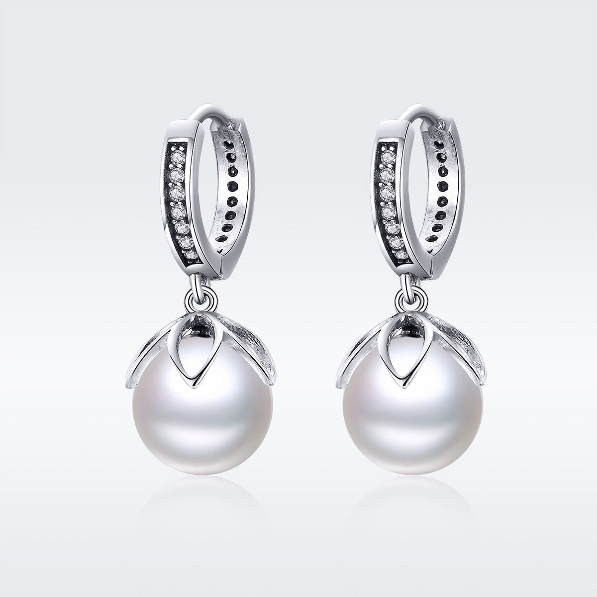 925 Sterling Silver Earrings with Quality Shell Pearl and CZ for Women DestGlow