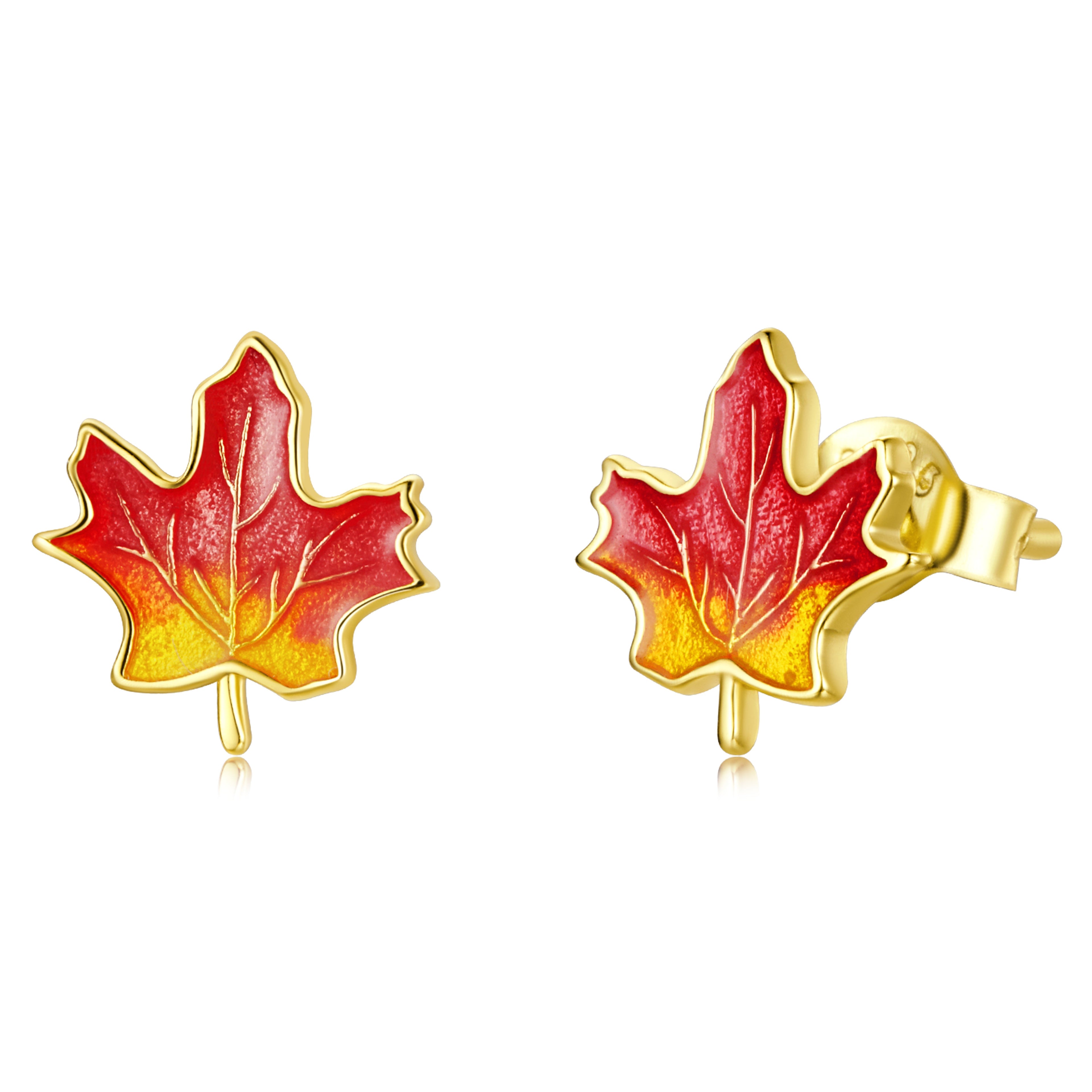 925 Sterling Silver Enamel 0.9cm Gold Plated Stud Earrings for Women DestGlow