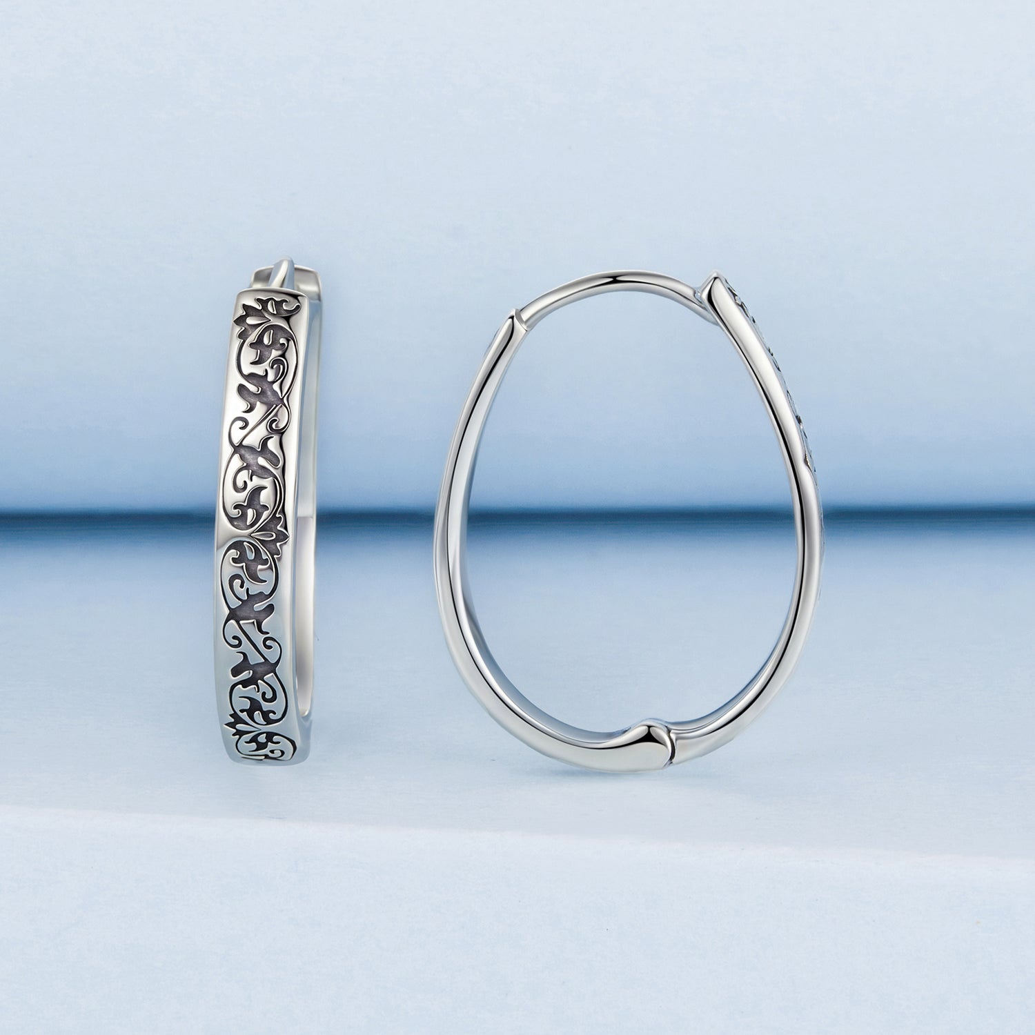 925 Sterling Silver Earrings for Women - 2.0*0.3cm, Inner Diameter 1.7cm, Oxidized Silver DestGlow