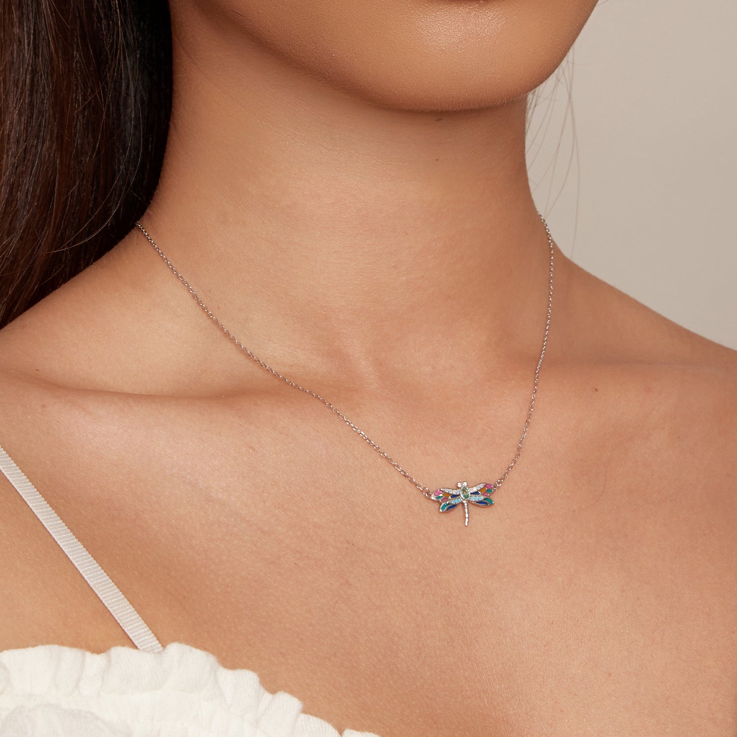925 Sterling Silver Pendant Necklace with Pavé CZ and Plated Platinum DestGlow