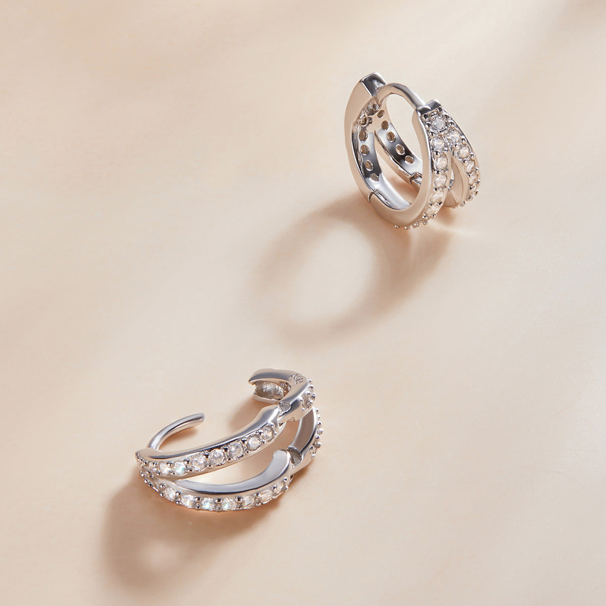 S925 Sterling Silver Earrings with Pavé Setting CZ, 1.1*0.6cm, for Women DestGlow