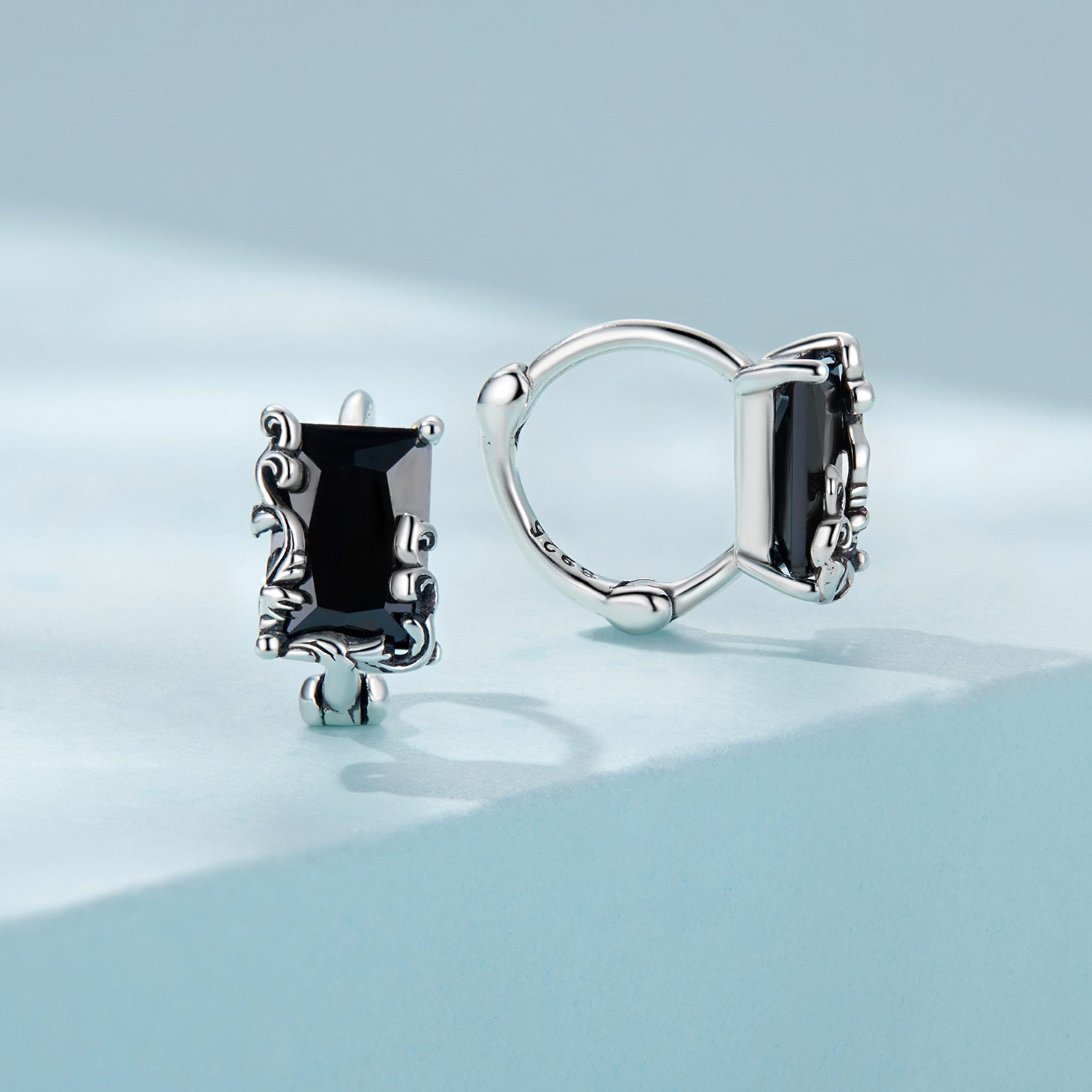 925 Sterling Silver Earrings with CZ and Oxidized Finish for Women DestGlow
