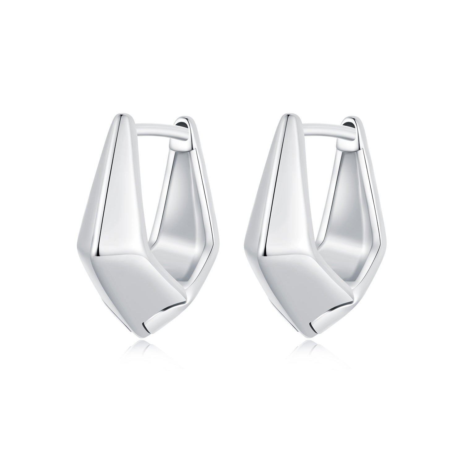 925 Sterling Silver White Gold Plated Earrings 14x6.5mm for Women DestGlow