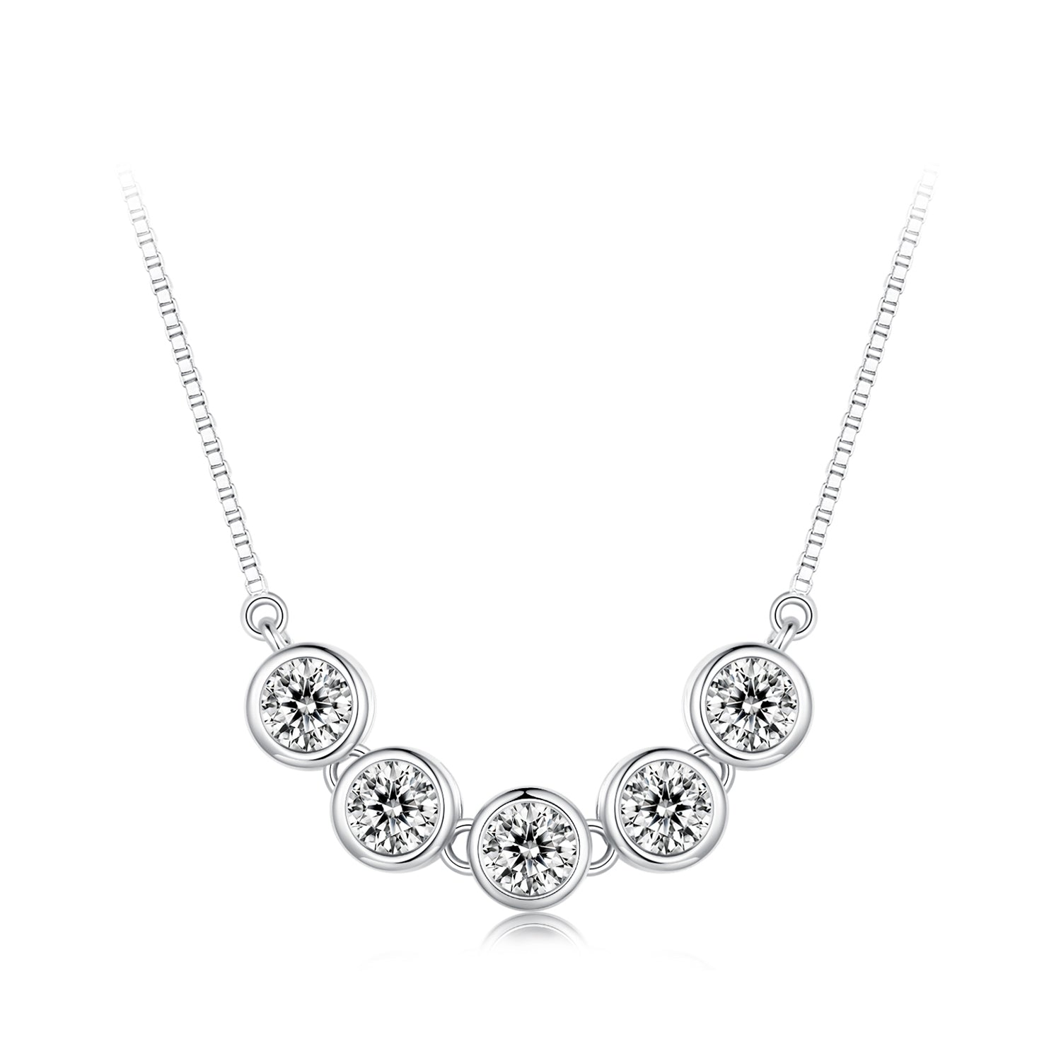 925 Sterling Silver 4mm Moissanite Plated Platinum Necklace for Women DestGlow