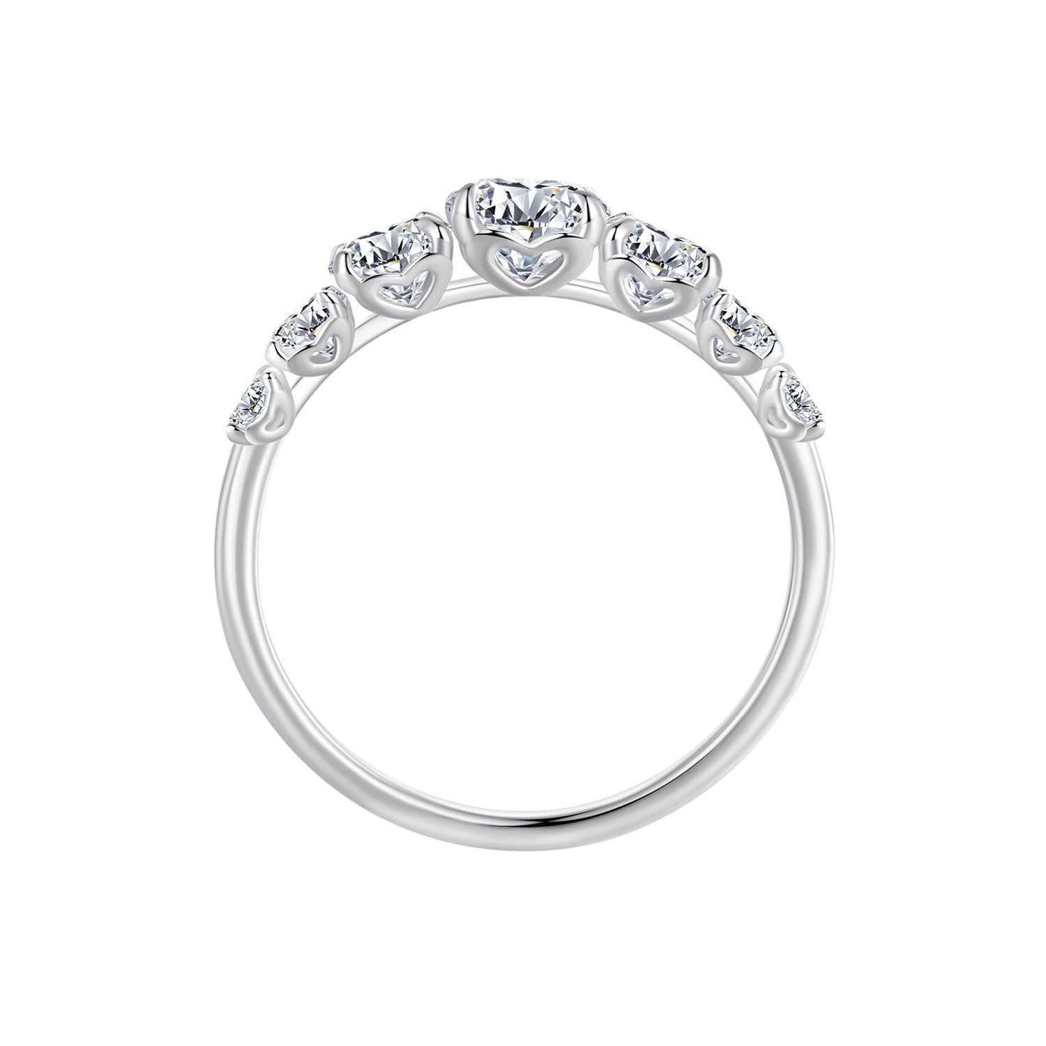 925 Sterling Silver Moissanite Engagement Ring with 5mm, 4mm, 3mm, 2.5mm Stones for Women DestGlow