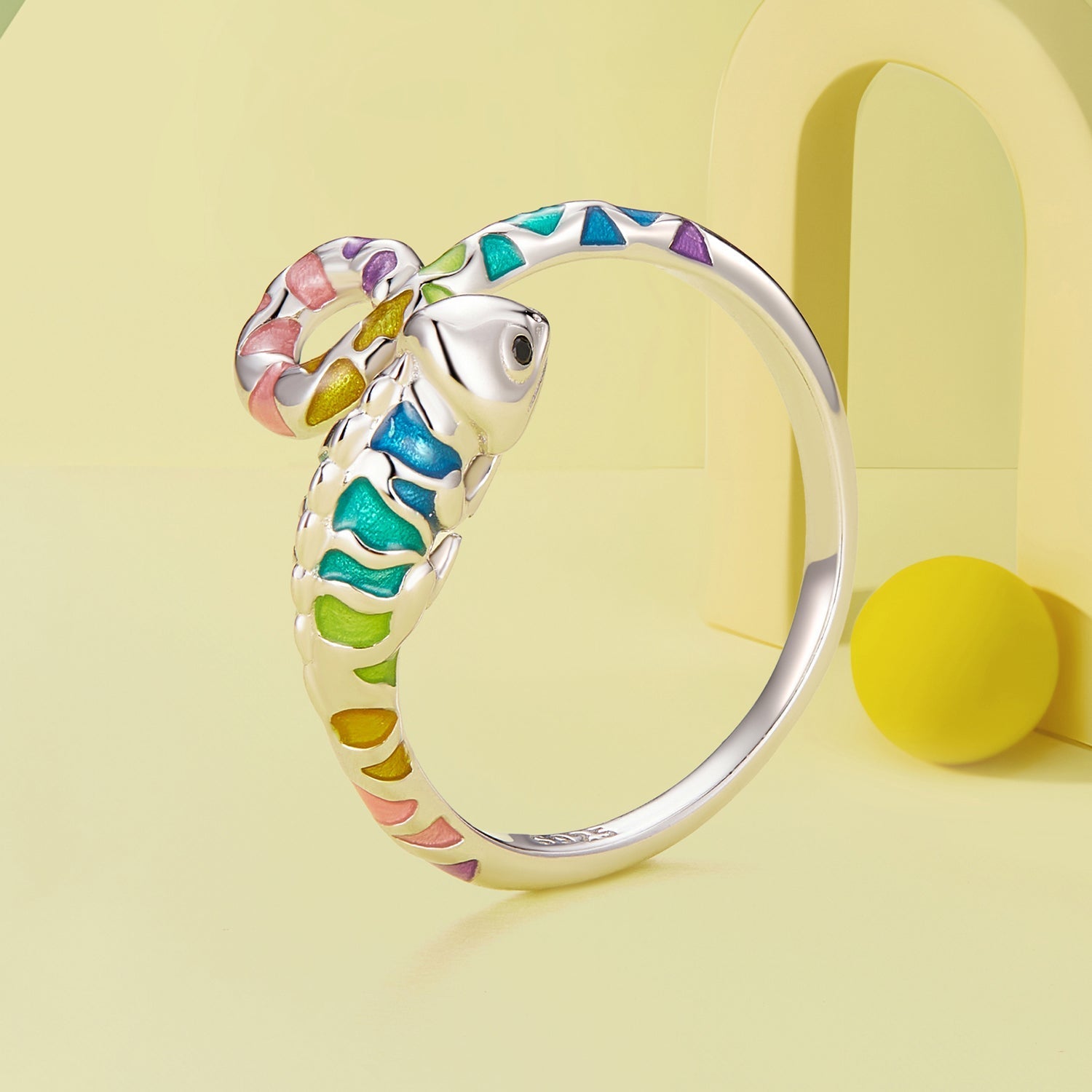 925 Sterling Silver Enamel Process Pavé Setting CZ Ring for Women DestGlow