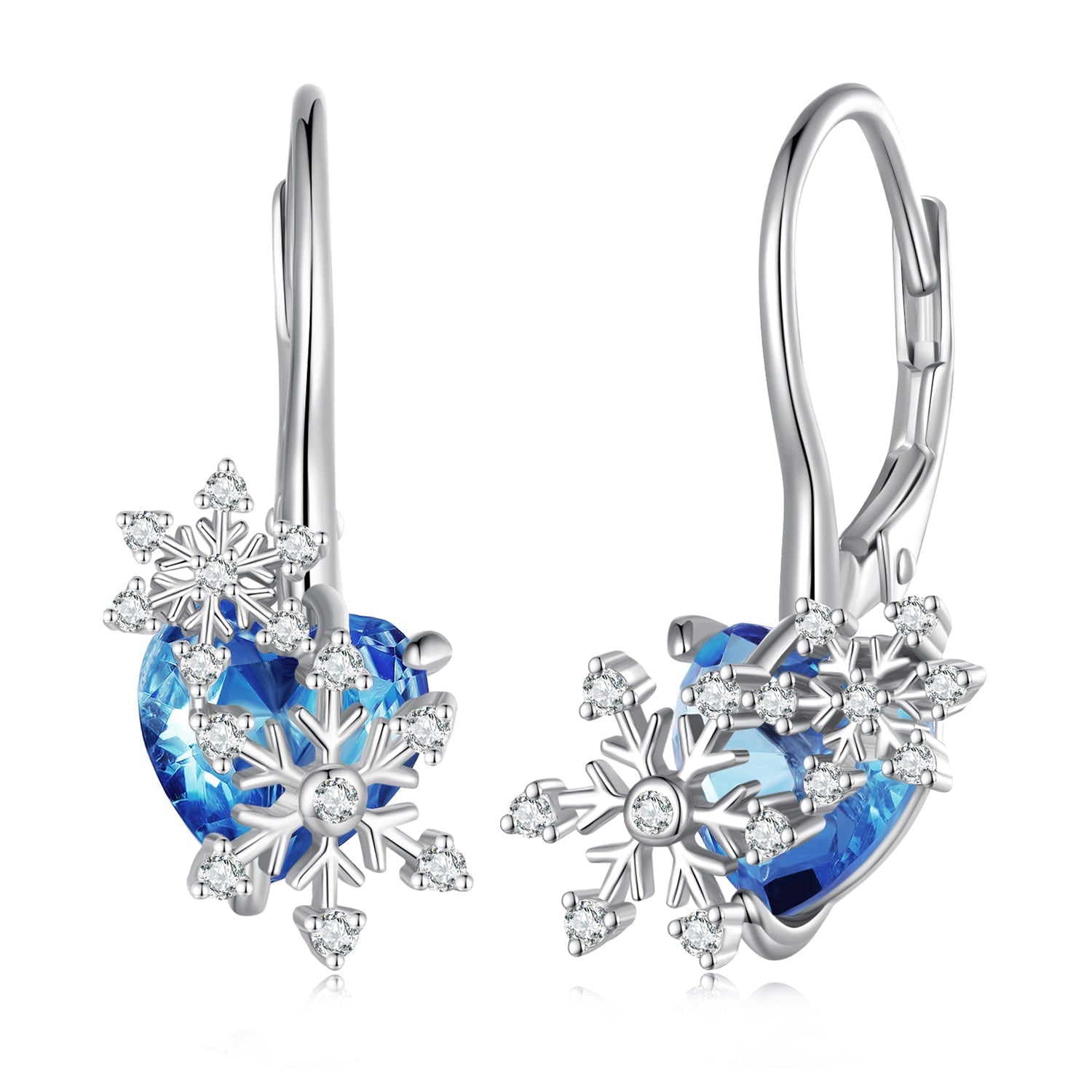 925 Sterling Silver Earrings with Transparent Glass and CZ, 23*12mm for Women DestGlow