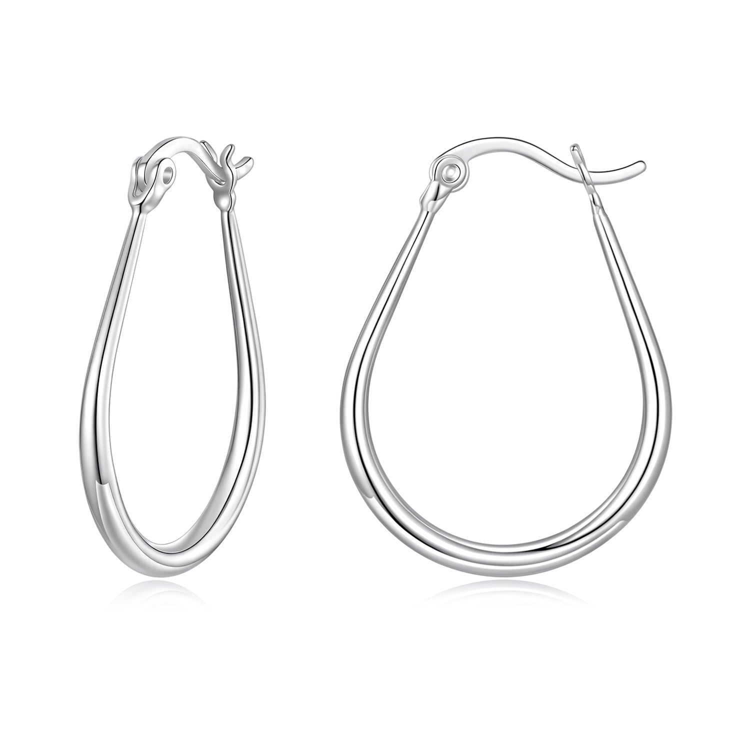 925 Sterling Silver Earrings for Women - 2.9x0.2cm, Plated White Gold, Style L DestGlow