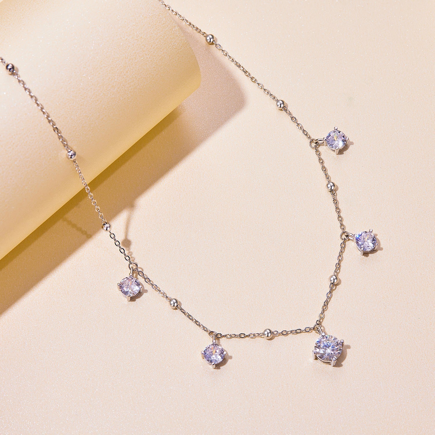 925 Sterling Silver 5.0mm Moissanite Necklace for Women DestGlow