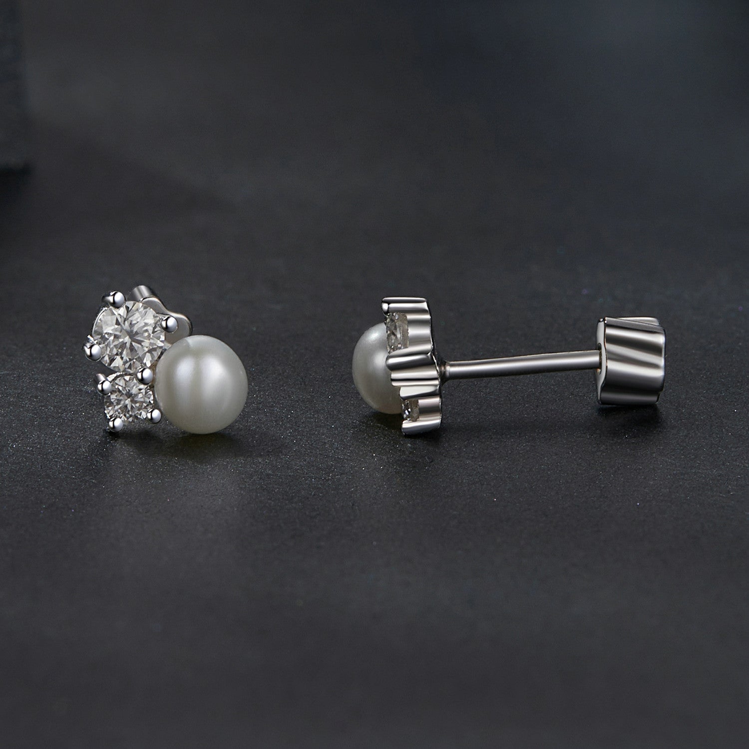 925 Sterling Silver 0.1 Carat Moissanite and Pearl Earrings for Women DestGlow
