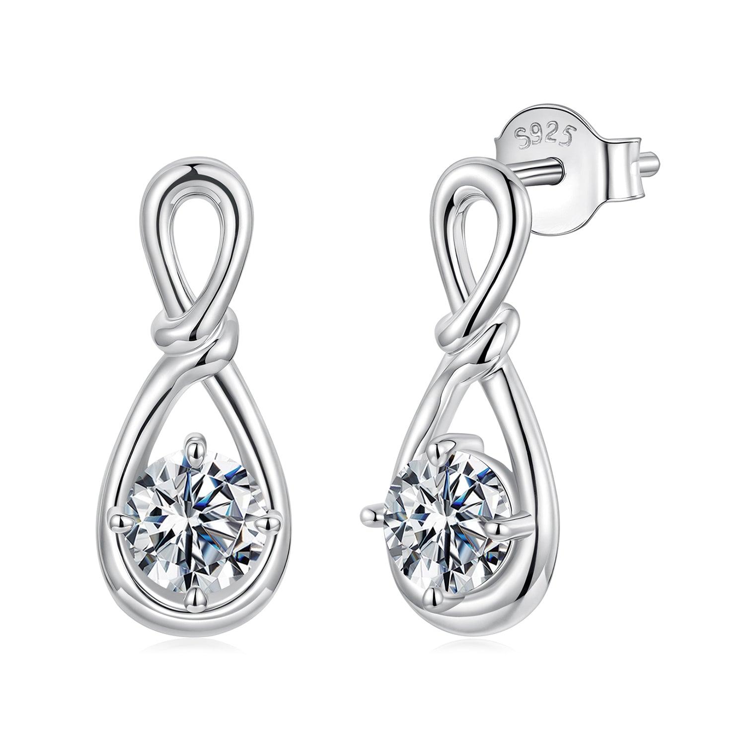 925 Sterling Silver 0.5 Carat Moissanite Earrings for Women DestGlow