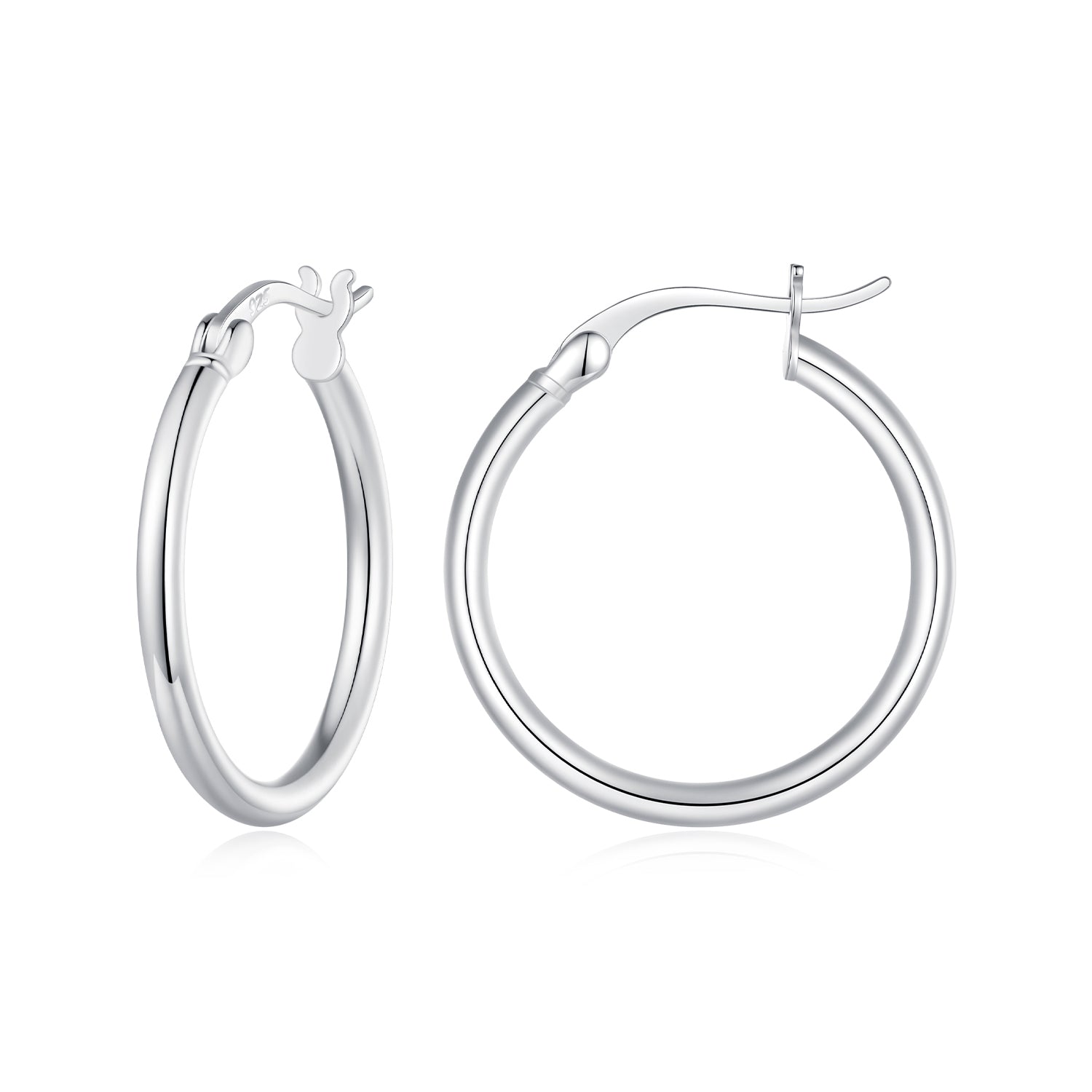 925 Sterling Silver Plated Platinum Earrings 24x2mm for Women DestGlow