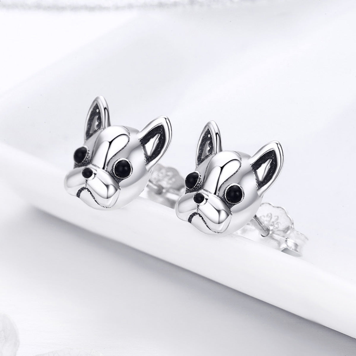 925 Sterling Silver Oxidized Enamel Earrings for Women 1*1cm DestGlow