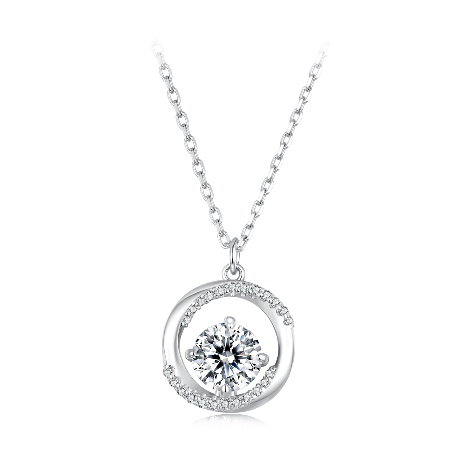 925 Sterling Silver Moissanite Necklace 40+5cm with CZ for Women DestGlow
