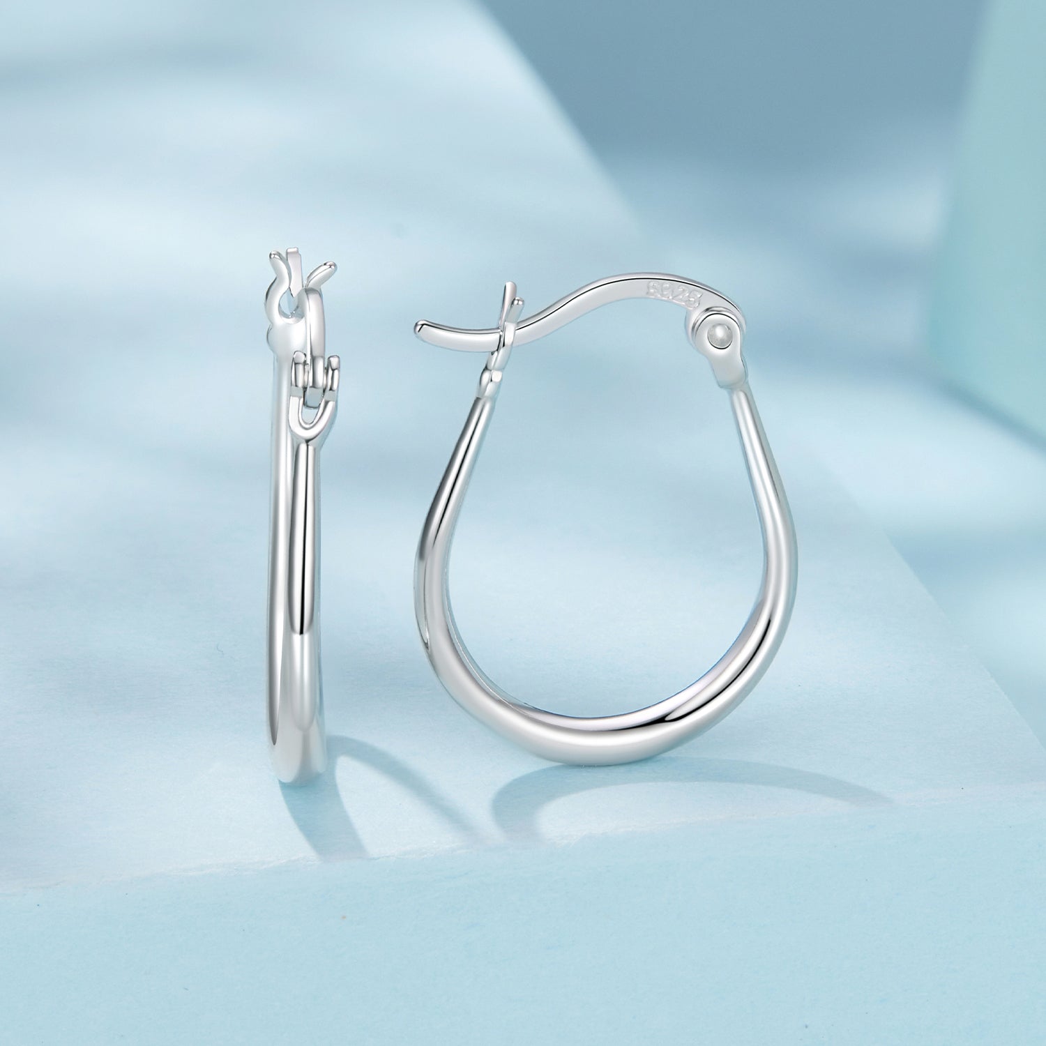 925 Sterling Silver Earrings for Women - 2.9x0.2cm, Plated White Gold, Style L DestGlow