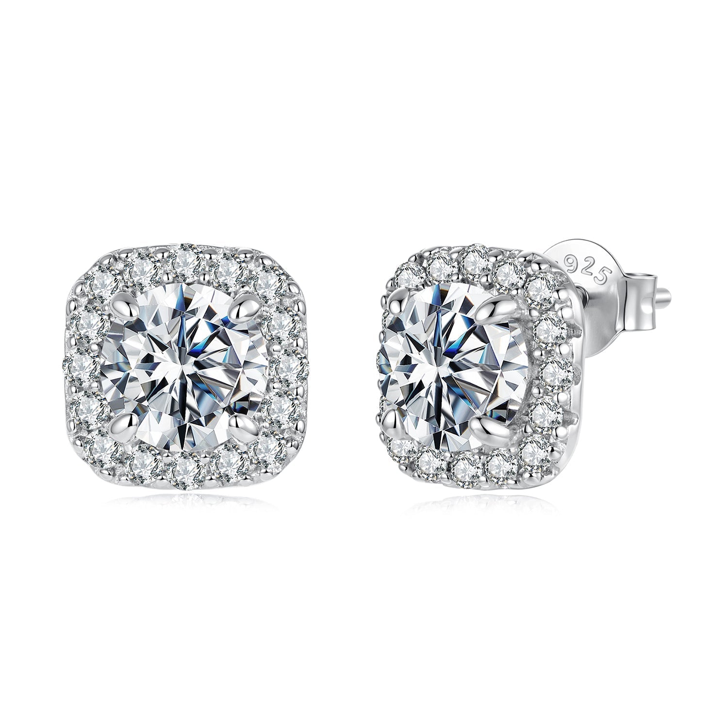 925 Sterling Silver Moissanite 1.0cm Earrings with Pavé Setting for Women DestGlow