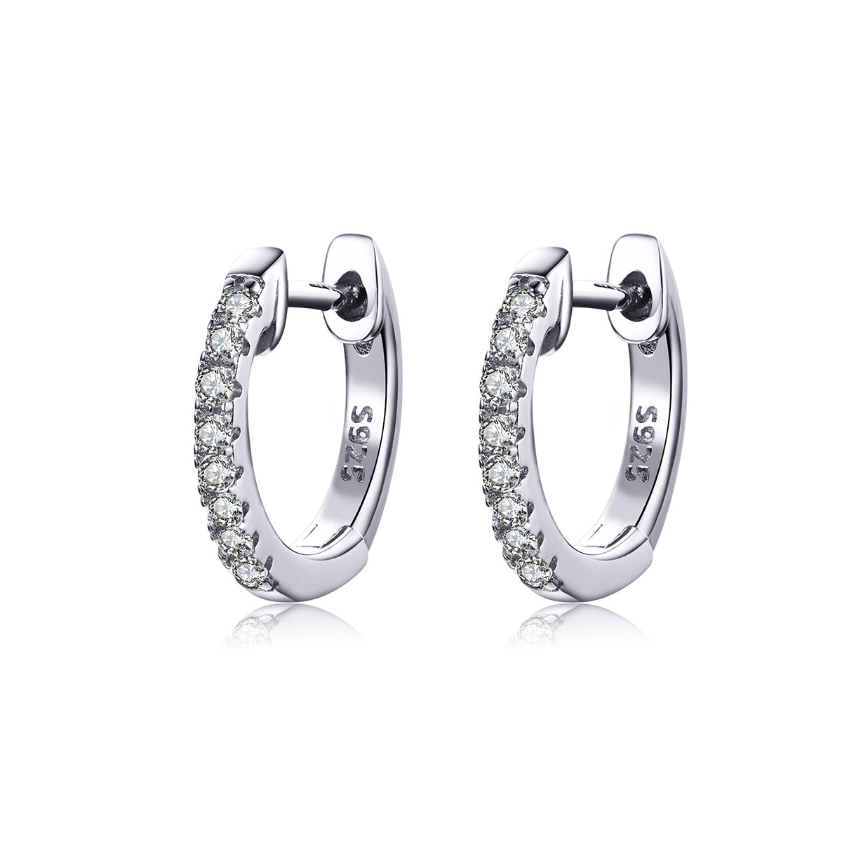 925 Sterling Silver 1.3cm Pavé Set CZ Earrings DestGlow
