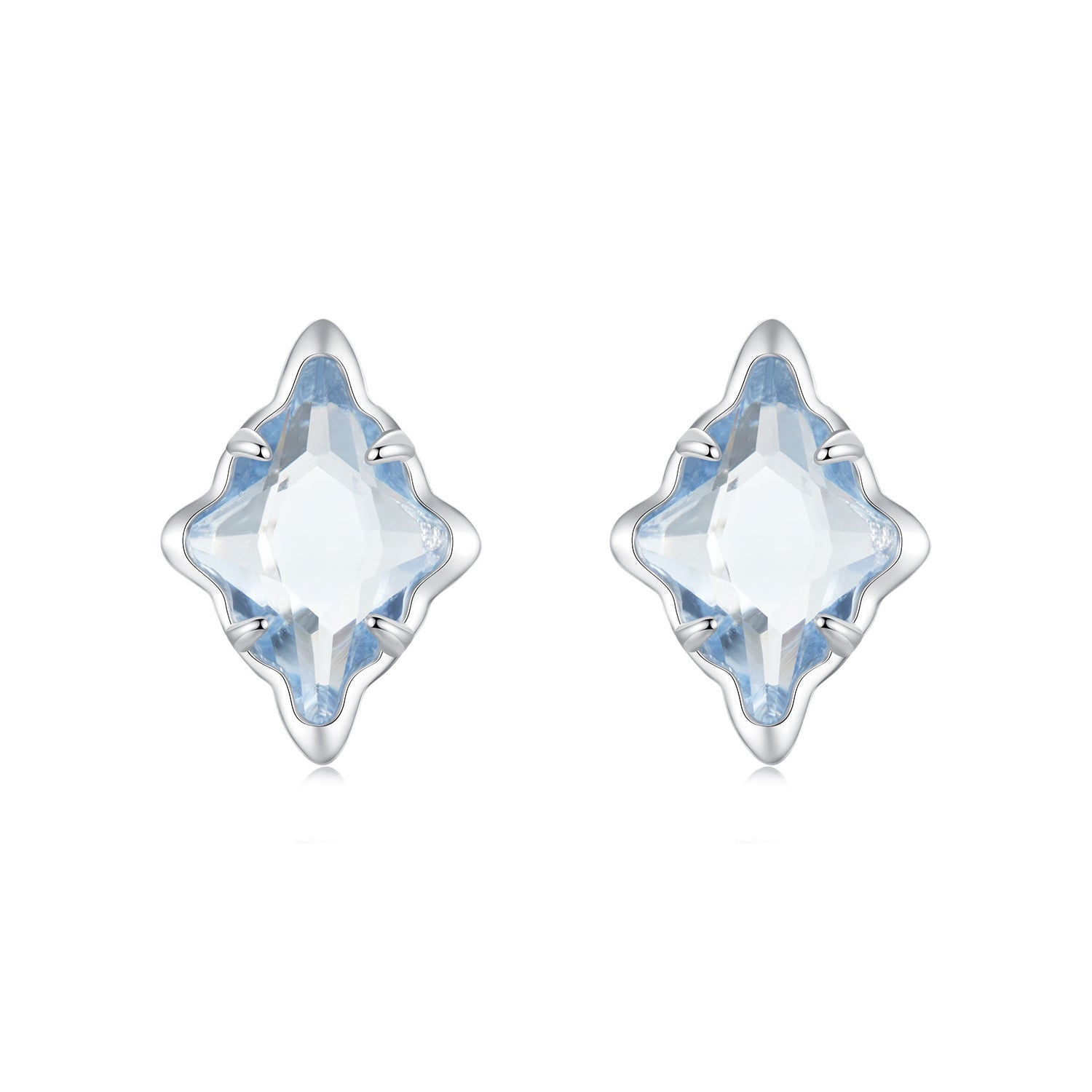 925 Sterling Silver Earrings with Transparent Glass and White Gold Plating DestGlow