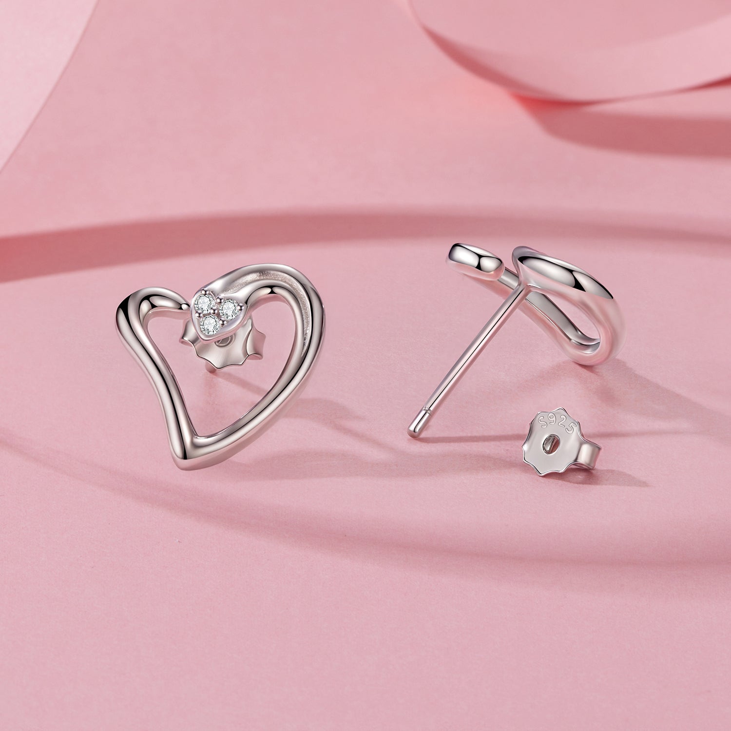 925 Sterling Silver Earrings with CZ in White Gold Plating - 1.4x1.2cm for Women DestGlow