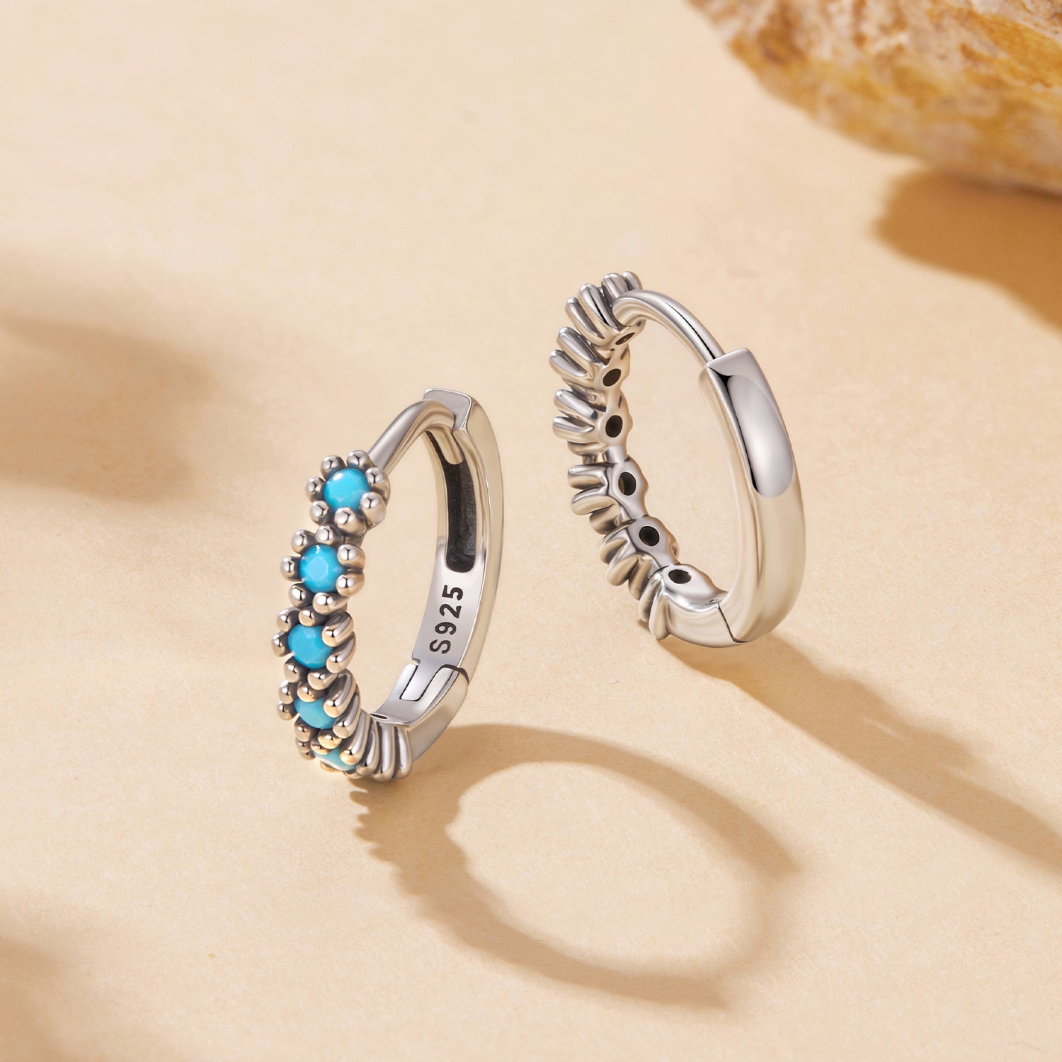925 Sterling Silver Turquoise Earrings for Women 1.4x0.5cm DestGlow