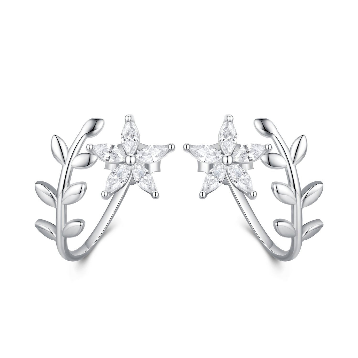 925 Sterling Silver Plated Platinum Earrings with CZ DestGlow