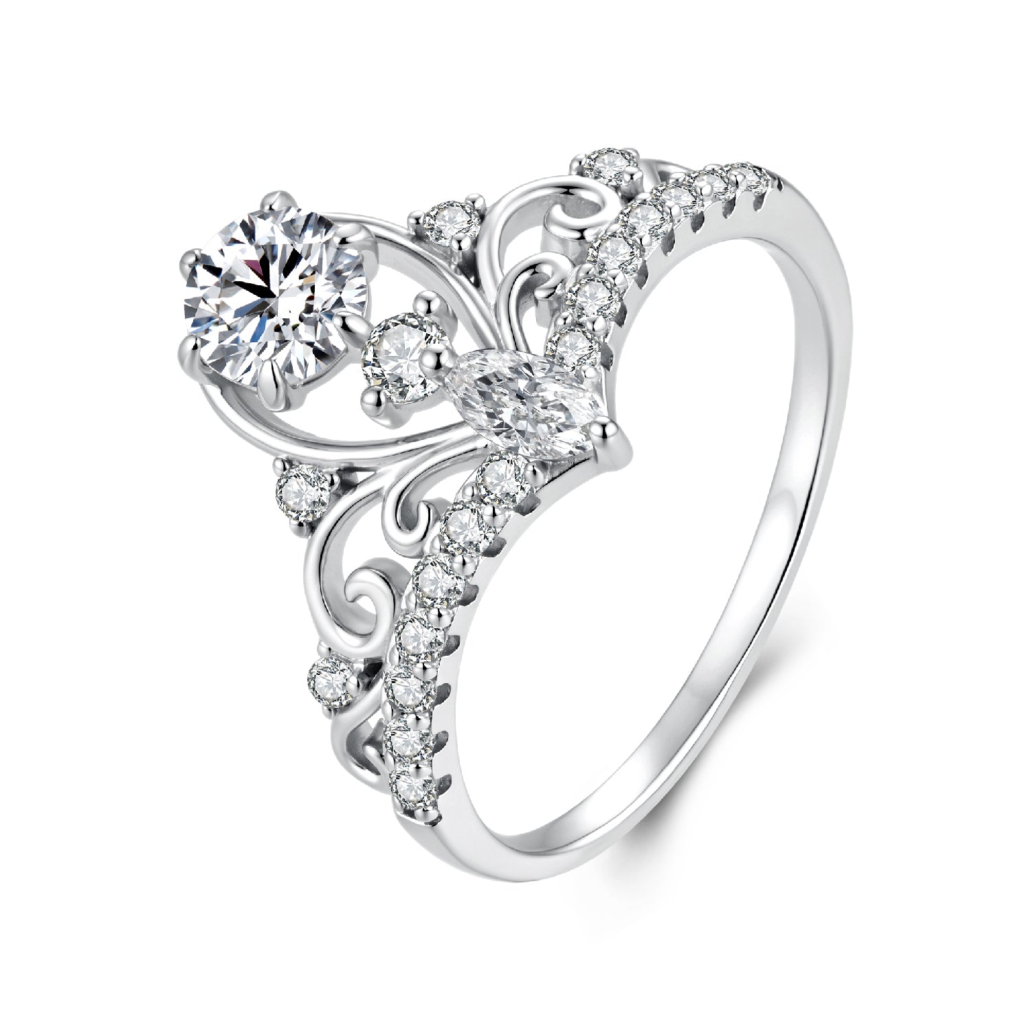 925 Sterling Silver 0.5 Carat Moissanite Ring in Size 6 for Women DestGlow