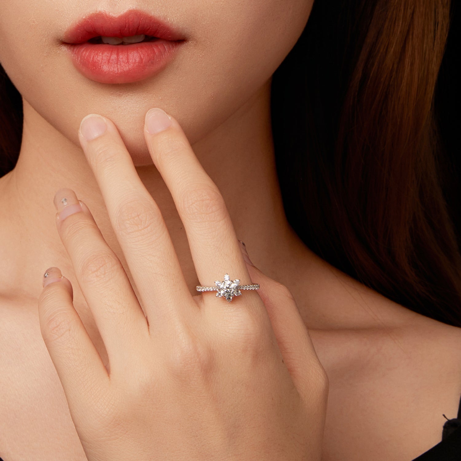 925 Sterling Silver Pavé Moissanite Ring with CZ - Size 6 DestGlow