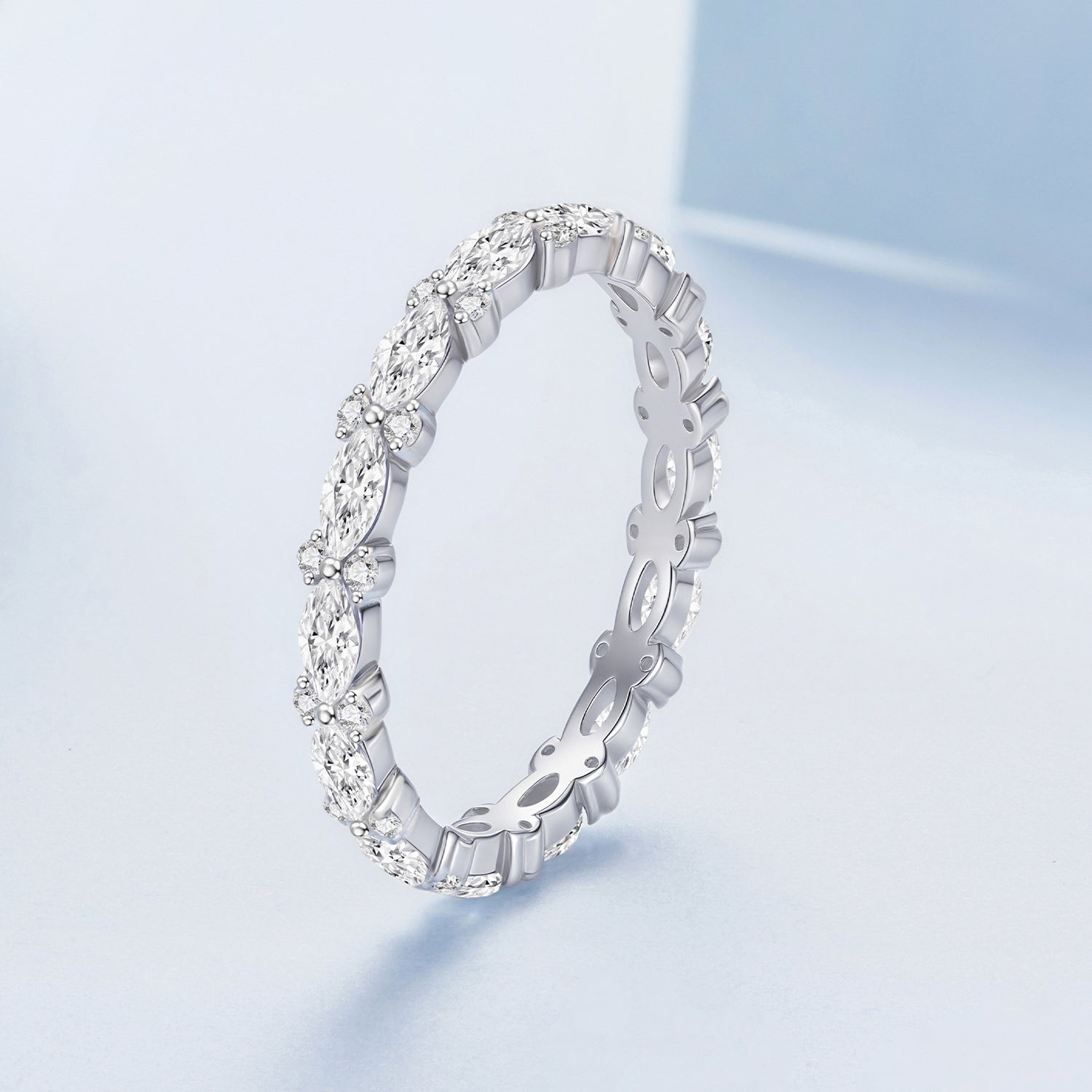 925 Sterling Silver White Gold Plated 0.26cm CZ Ring Size 6.0 for Women DestGlow