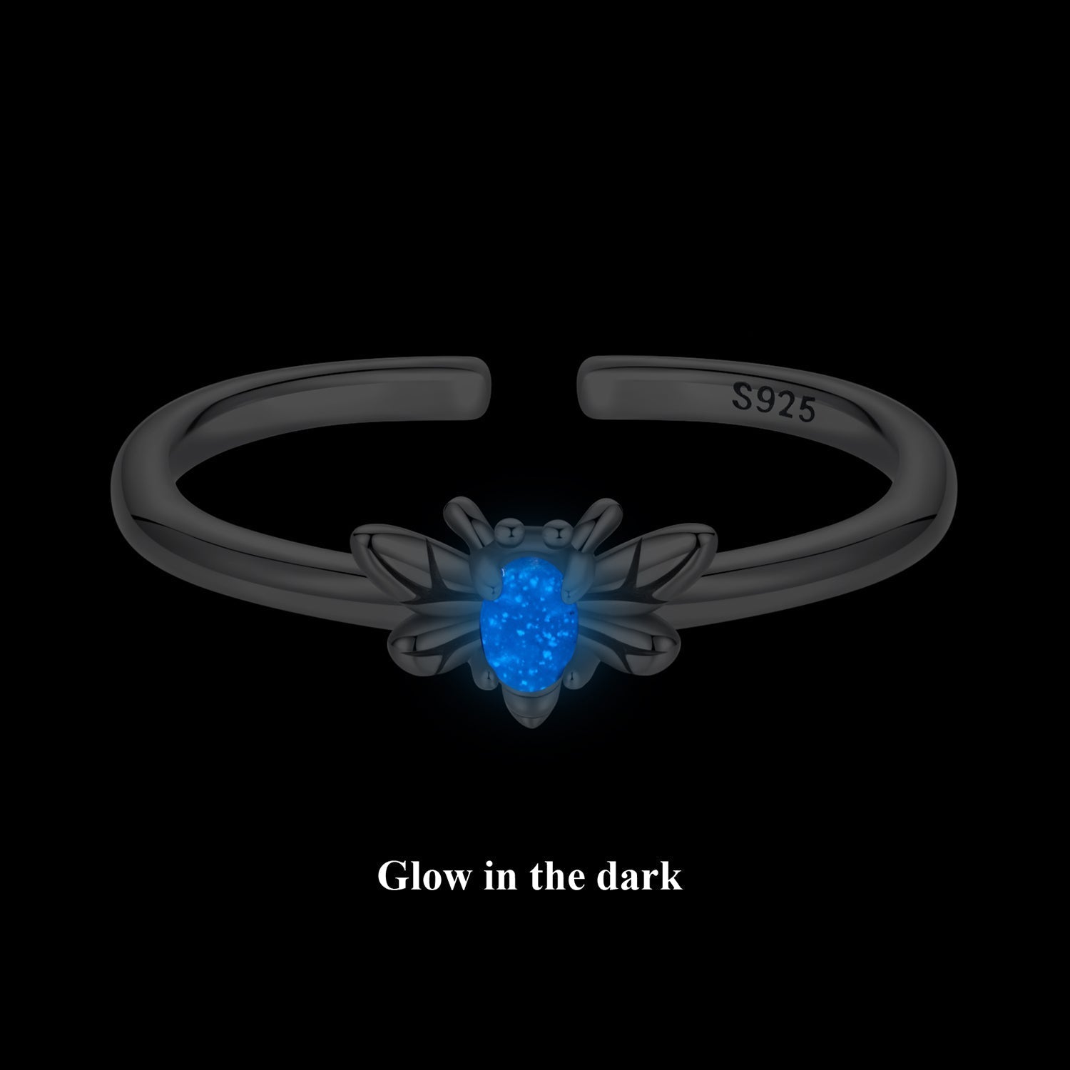 925 Sterling Silver Pendant with Luminous Stone - Oxidized Silver, For Rings DestGlow